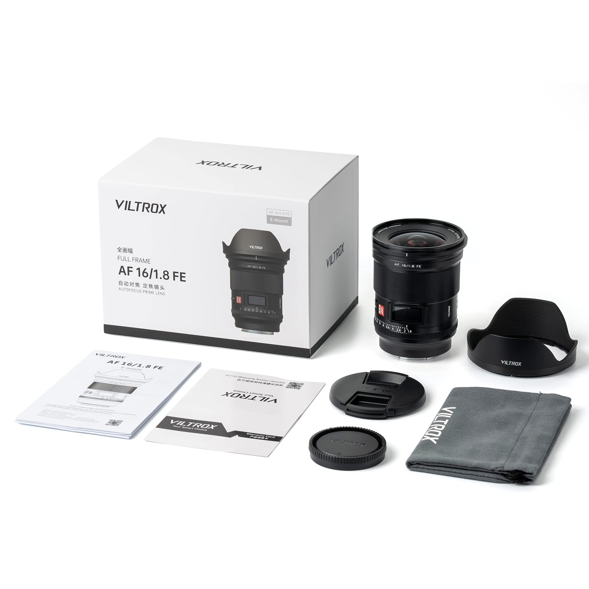 Viltrox Af 16Mm F/1.8 Fe Full Frame Lens For Sony E, Autofocus Lens With Built In Lcd Screen, Large Aperture For Sony E Mount A7