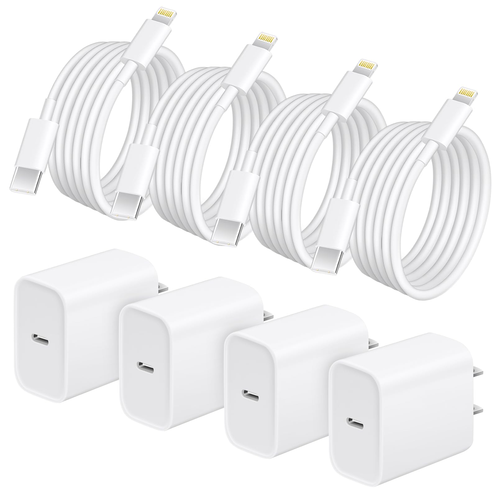 I Phone Charger Fast Charging, 4 Pack 20W Fast Charger I Phone Cube With 6 Ft Usb C Charger Cord, Phone 14 13 Fast Charging Comp