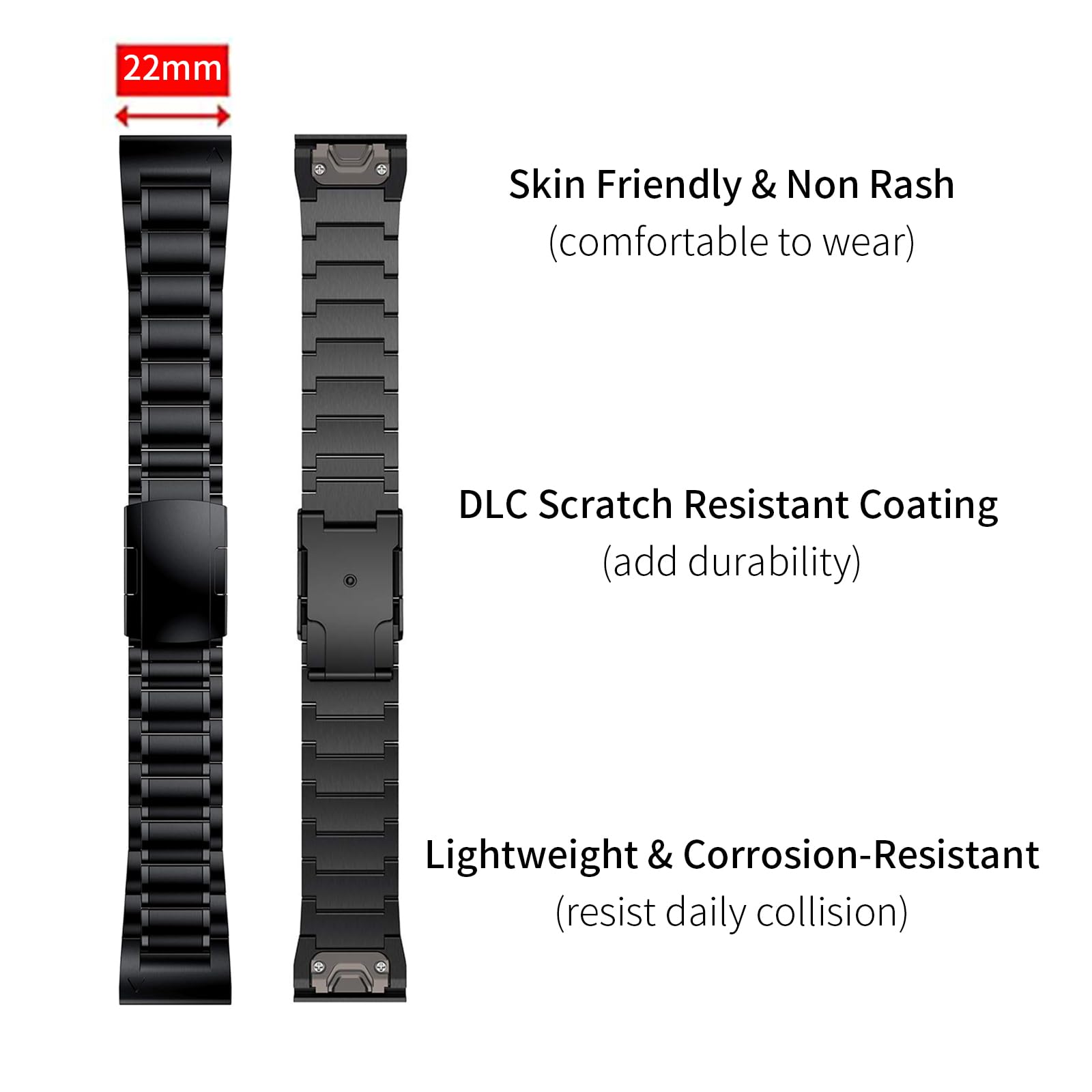 Synsing Titanium 22Mm Band Compatible For Fenix 8 47Mm/E 47Mm/7/6 Pro/5 Plus/Epix 2/Forerunner 965 955, 26Mm Metal Quick Release