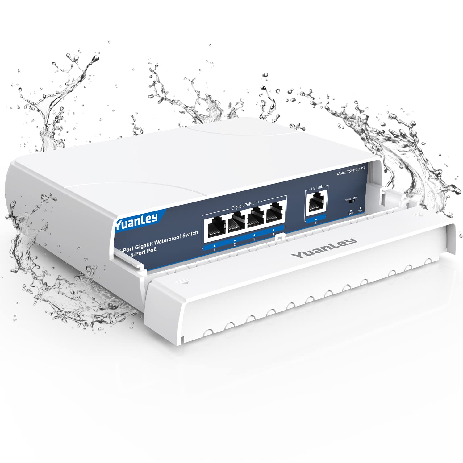 Yuanley 4 Port Poe Switch Gigabit  Waterproof Outdoor Ethernet Unmanaged Network Switch With Vlan Function, 78W Built In Power,