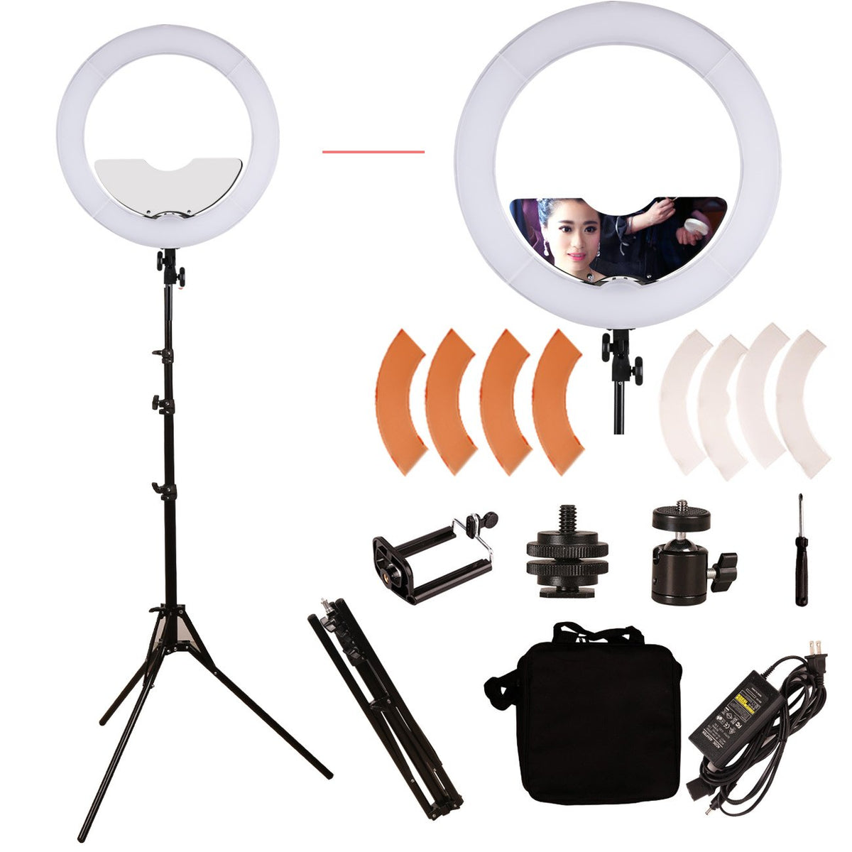 Gskaiwen 18 Inch 65W Led Ring Light Mirror Make Up Beauty Light Studio Video Light Photography Lighting With Stand Bag For Portr