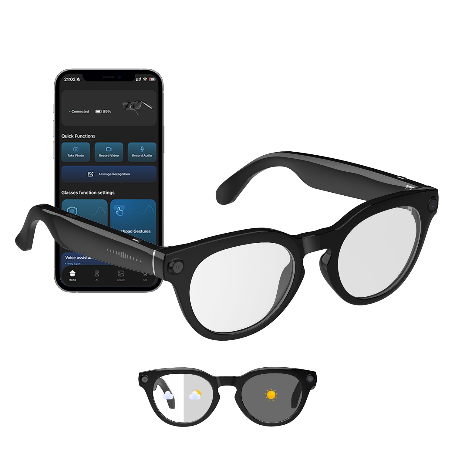 AI Smart Glasses with Camera 4K, 8MP HD Video Recording Glasses, AI Assistant, Hands-Free Wearable Tech Bluetooth Speakers, Real