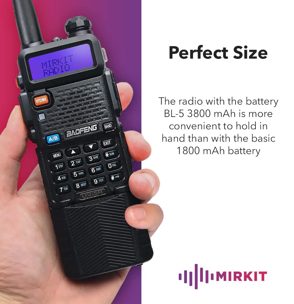 Mirkit 2Pc Uv5R Battery Bl 5 3800Mah & 2Pc 2.5 Mm Usb Charger Cables With Lanyards Mirkit For Two Way Radio Compatible With Baofeng Uv 5R Bf F8Hp Uv 5Rx3 Uv 5Rtp Uv 5X3