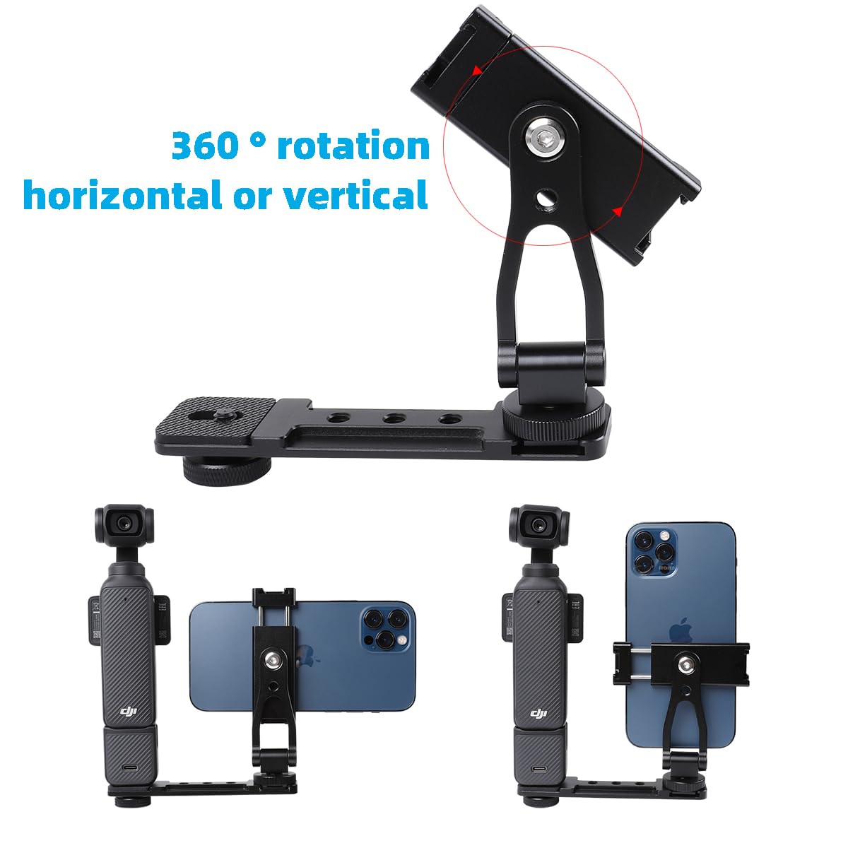 Leenconghui Aluminium Alloy Phone Holder Mount For Dji Pocket 3, Cell Phone Holder Tripod Adapter Phone Clip Expansion Accessori