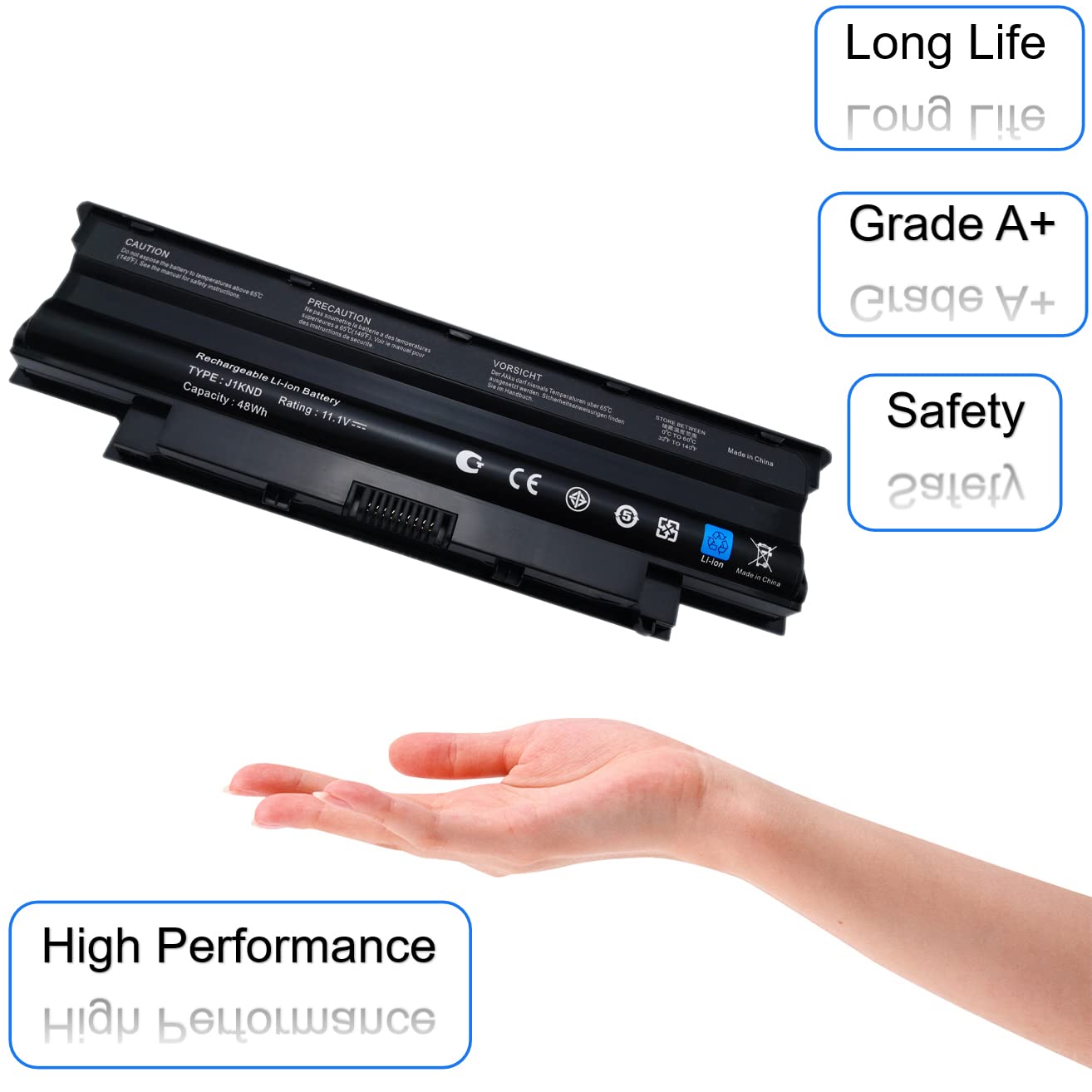 Xaocaige J1Knd Laptop Battery For Dell N5110 N5010 N5030 N5040 N5050 N7010 N7110 N4010 N4110 M5010 M5030 M5040 M5110 3420 3520 V