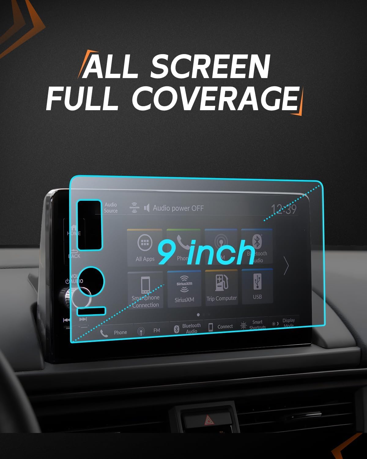 Cdefg Matte 9' Tempered Glass Screen Protector For 2024 2025 Honda Ridgeline, 2024 Ridgeline Sport, Rtl, Trailsport, Black Edition Accessories Touchscreen Display Cover 9' Matte Anti Glare