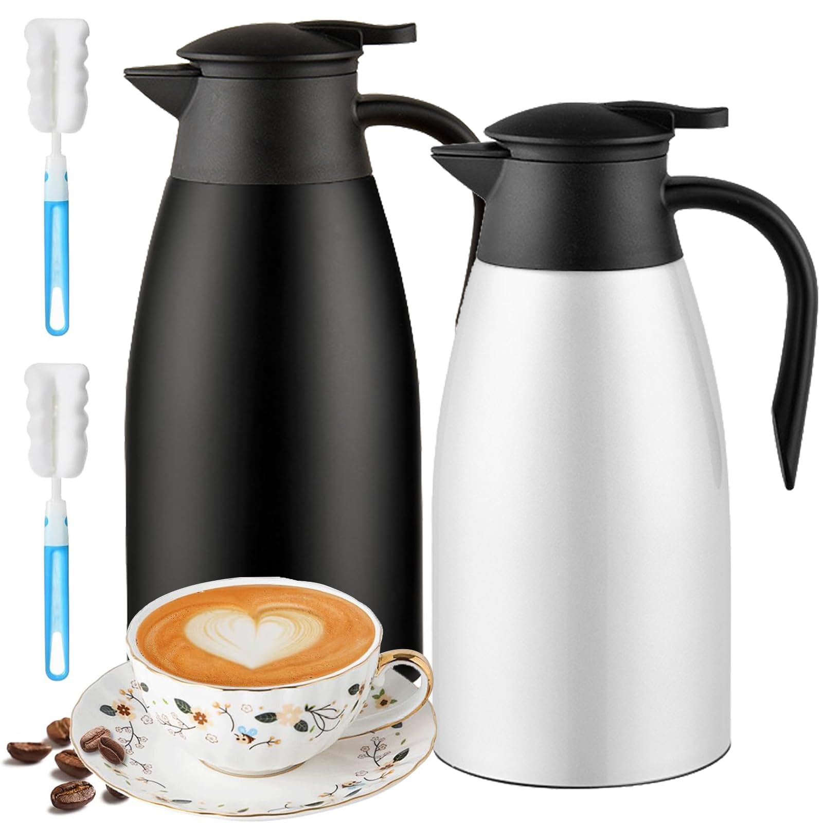 Updated Thermal Coffee Carafe, 70 Oz Insulated Stainless Steel Coffee Carafes For Keeping Hot Coffee & Water Hot Beverage 12Hour