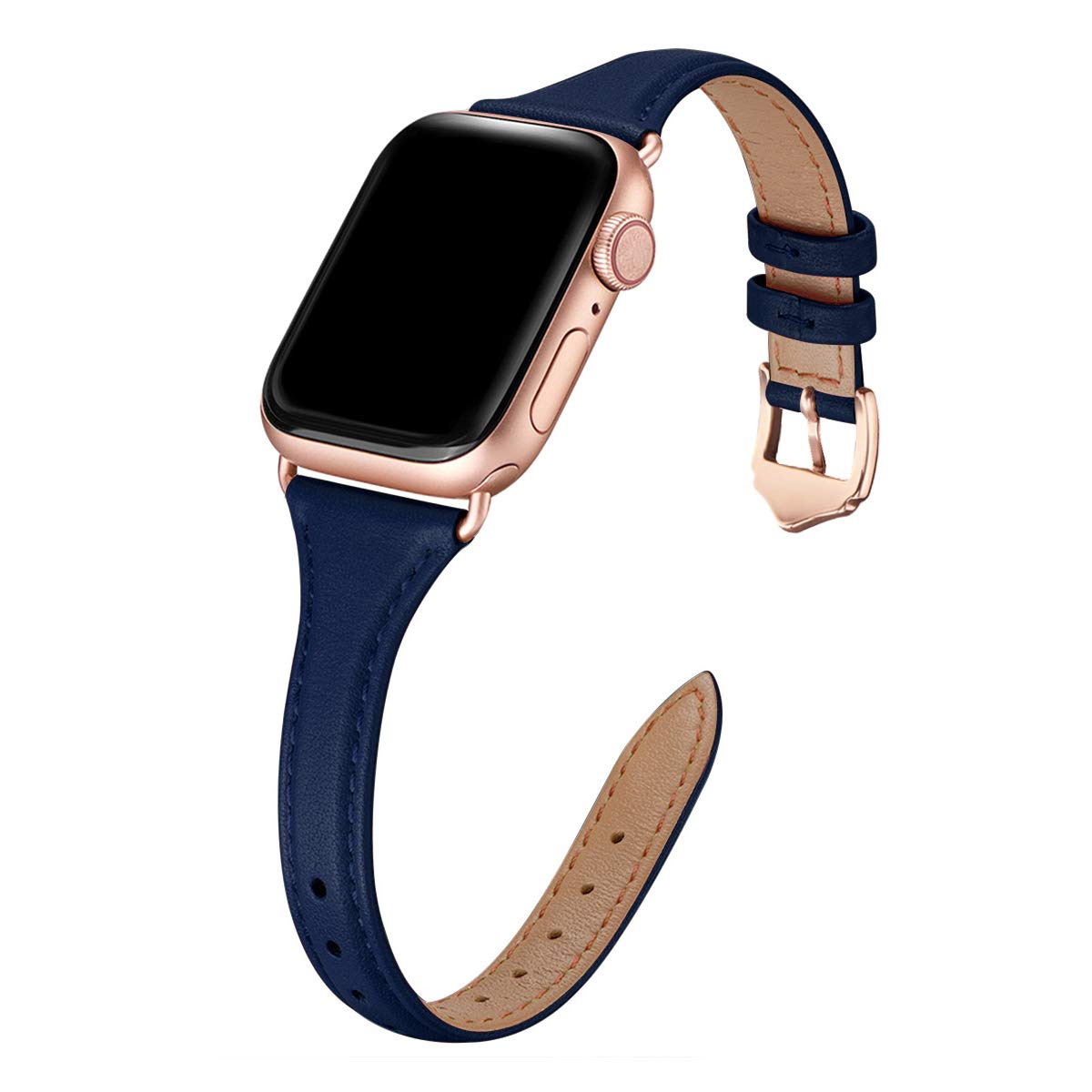 Wfeagl Leather Bands Compatible With Apple Watch 38Mm 40Mm 42Mm 44Mm, Top Grain Leather Band Slim & Thin Wristband For Iwatch Se