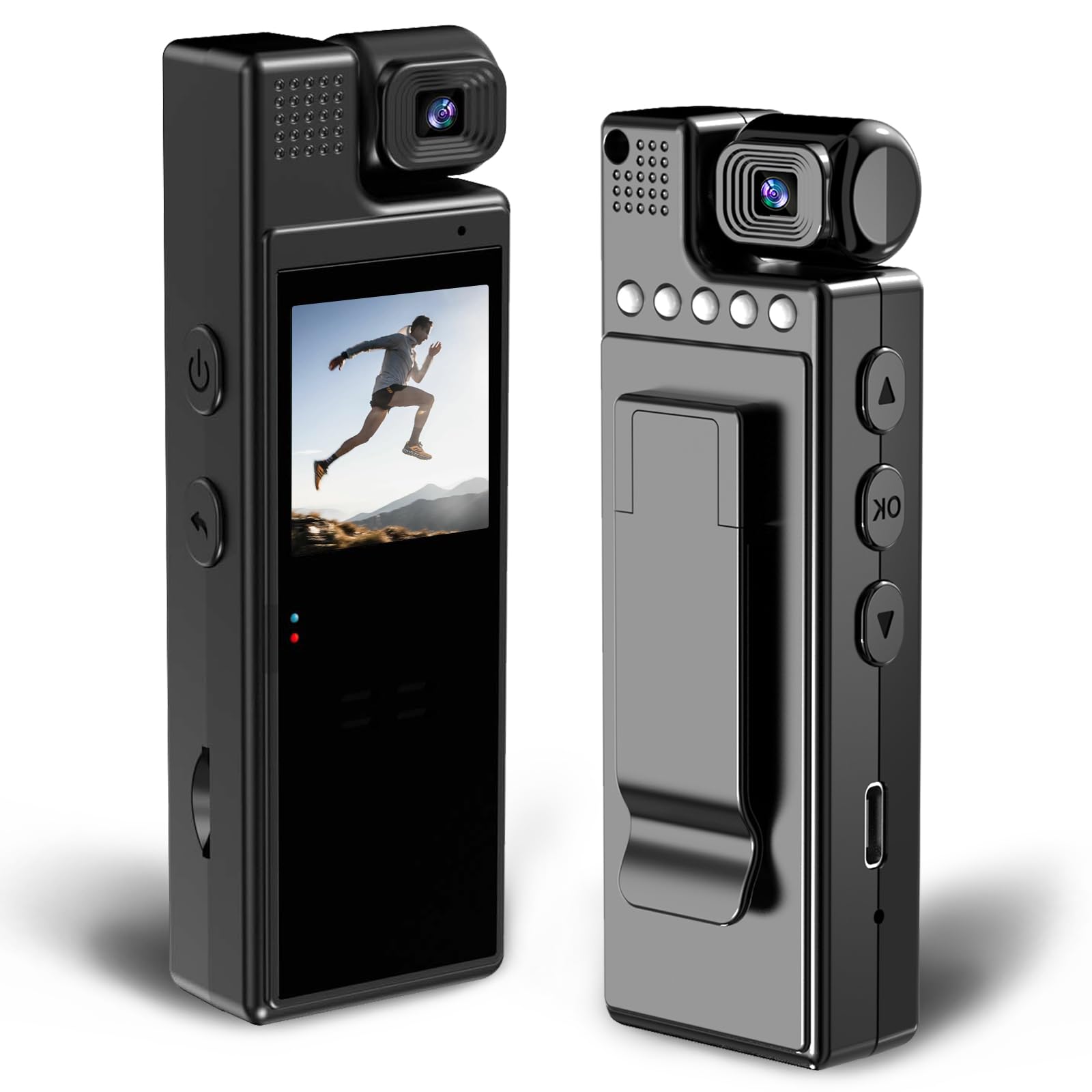 Boby Camera With Audio And Video Recording, 1080P Portable Body Camera With 180 Rotating Lens, Fhd Video Recorder,Night Vision ,