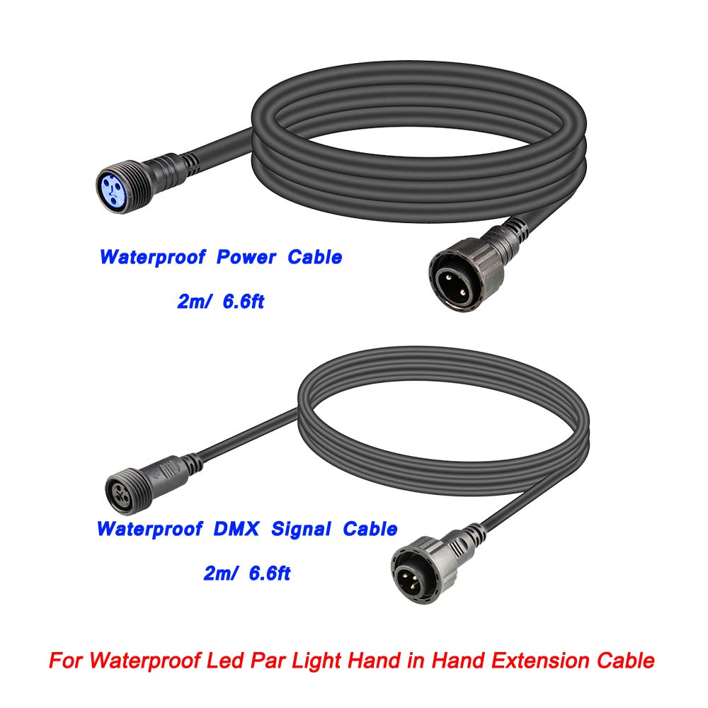 Waterproof Dmx Power Cord, 2M 6.6Ft Male Female Dmx+Power Data Output Connector, Waterproof Dmx Cable & Power Extension Cable, I