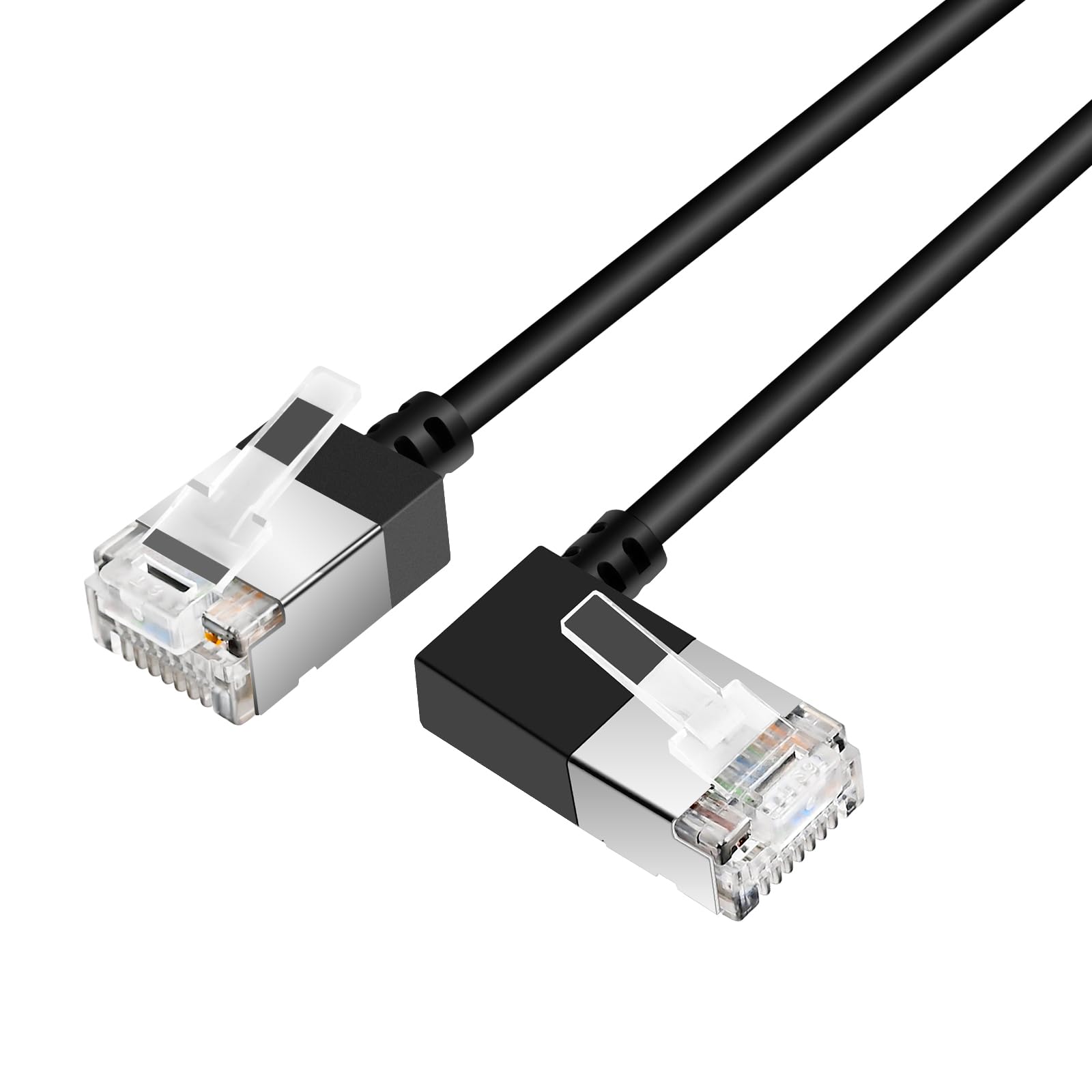 Dutevolns Flexible Cat 6 Ethernet Cable 90 Right Angled 25 Feet, Ultra Thin & Slim Rj45 Lan Cord Gigabit Applicable For Mac, Pc,