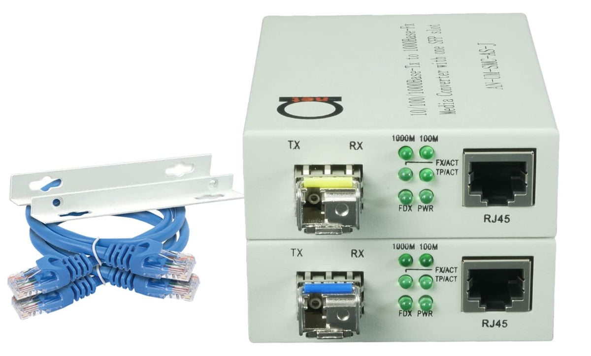 Single Mode Lc Wdm Single Fiber Bi Di Gigabit Media Converter   Built In Fiber Module 20Km (12.42 Miles)   To Utp Cat5E Cat6 10/