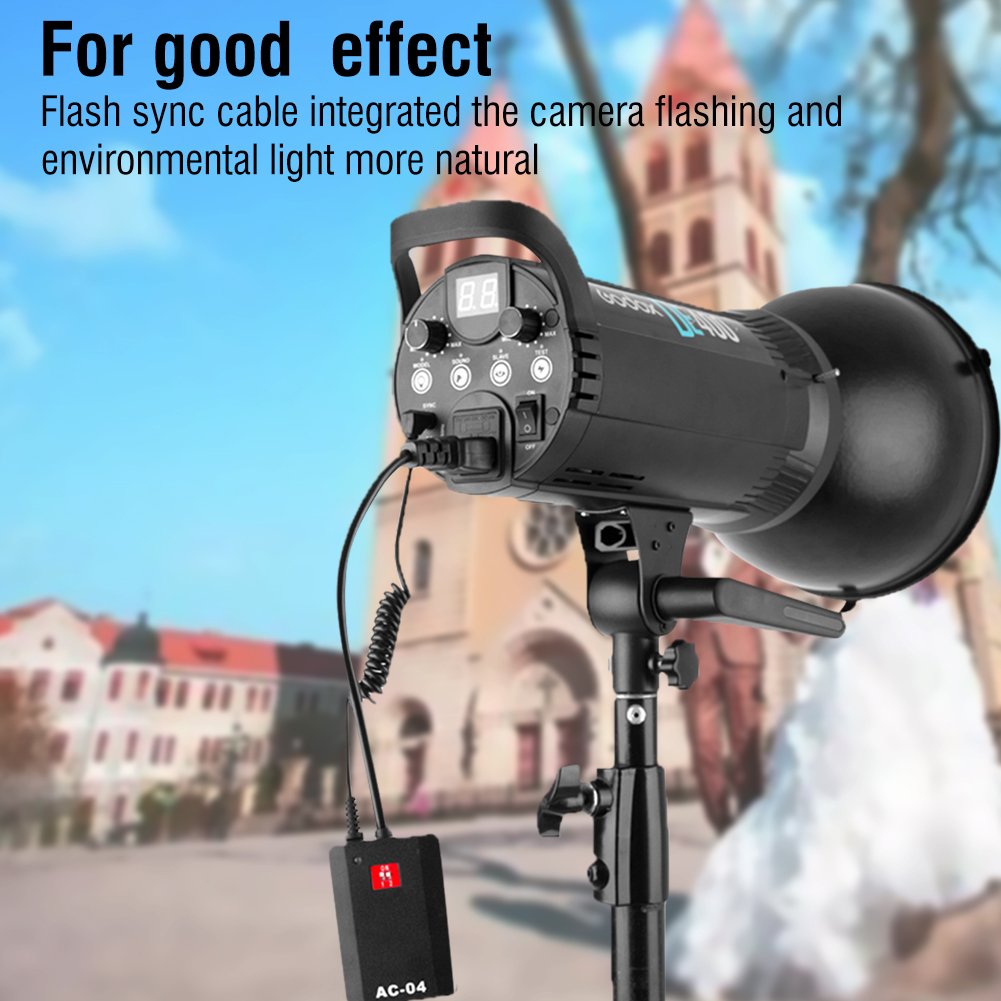 Acouto 2.5Mm To Male Flash Pc Sync Cable Cord With Screw Lock Extended Coiled Wire