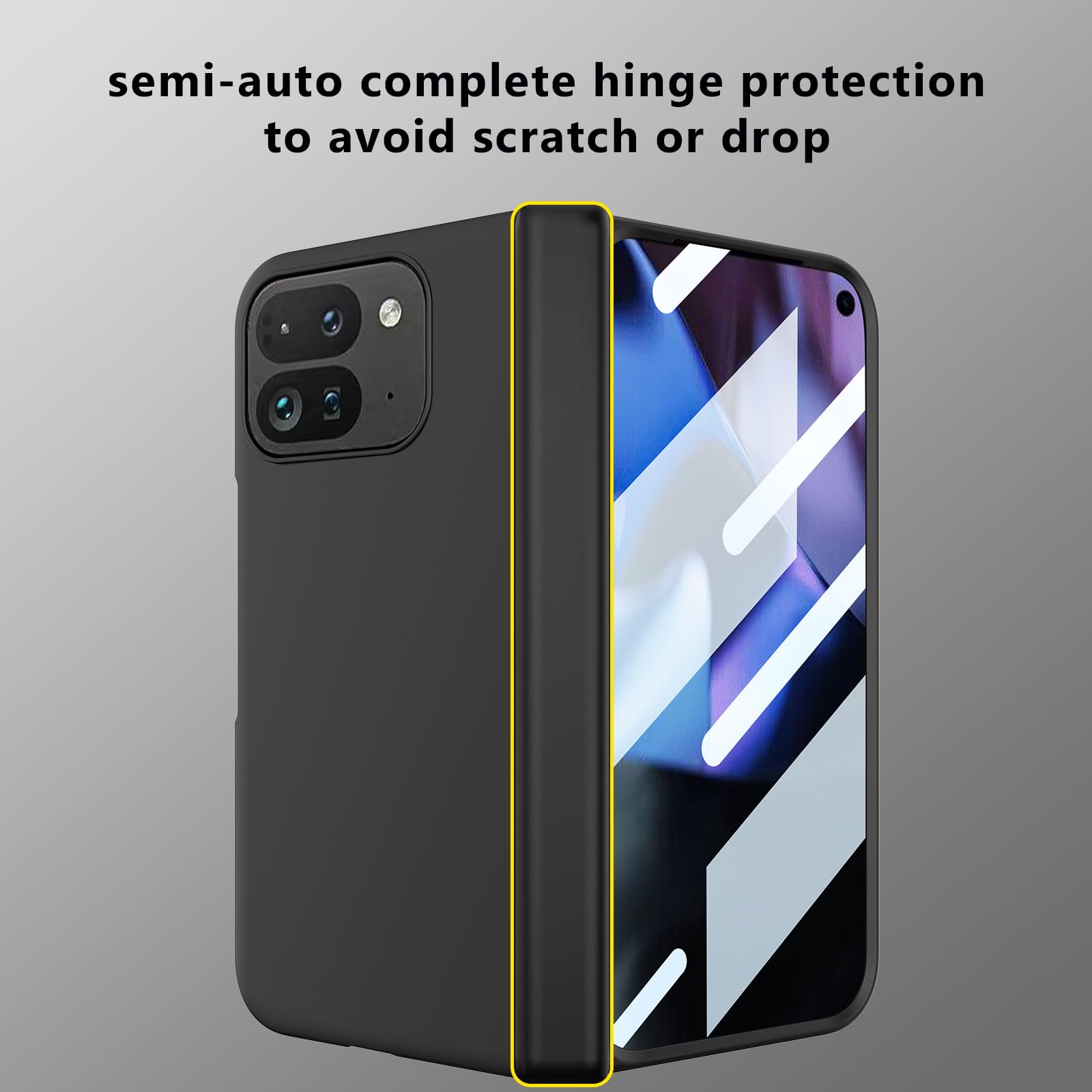 Liuziyi For Google Pixel 9 Pro Fold Case, Include Stylus And Detachable Pen Holder, Semi-Auto Hinge Protection, Camera Protectio