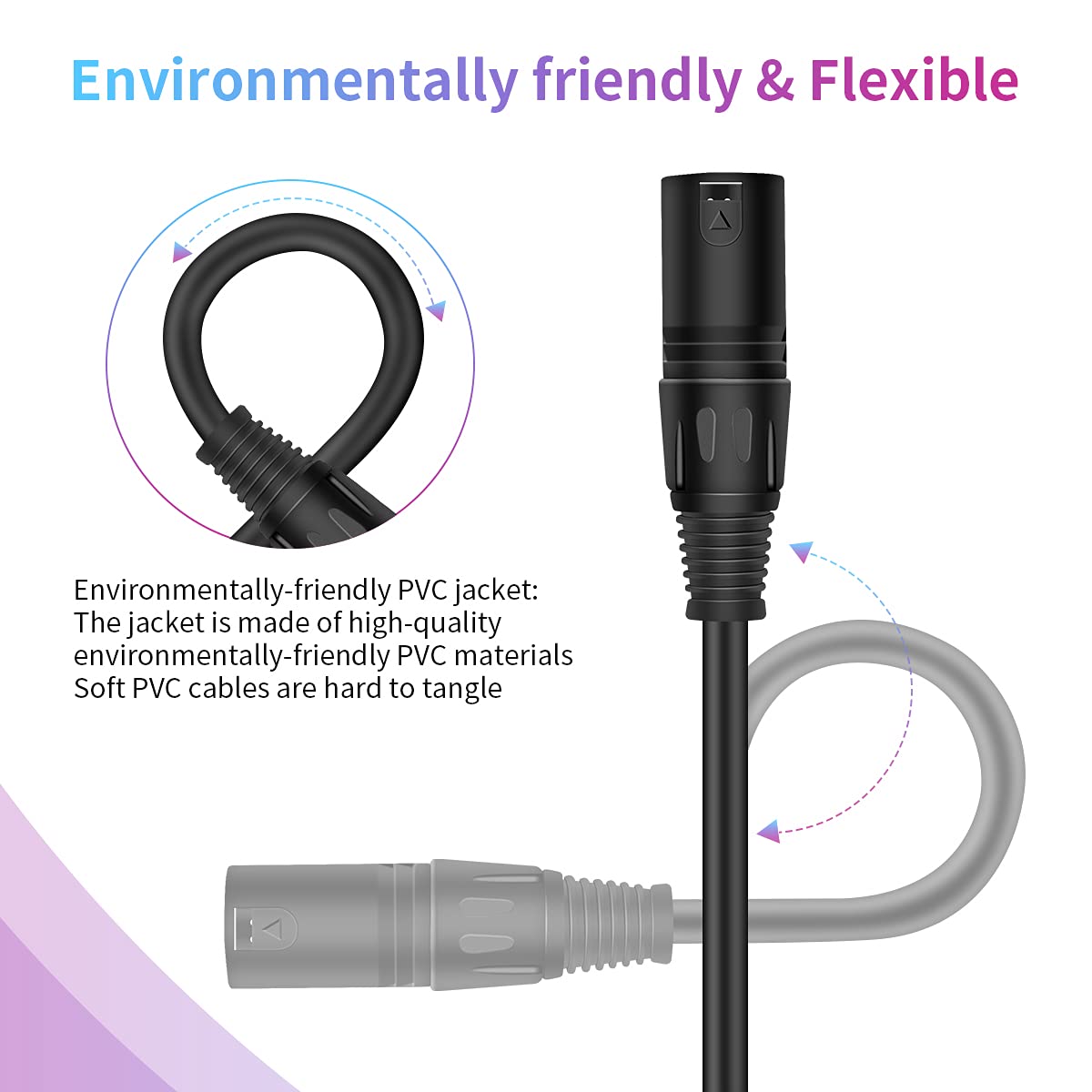 Bestsounds Xlr Microphone Cable 3Ft, 2Pack Xlr To Xlr Cable   3 Pins Xlr Male To Female Balanced Mic Cable