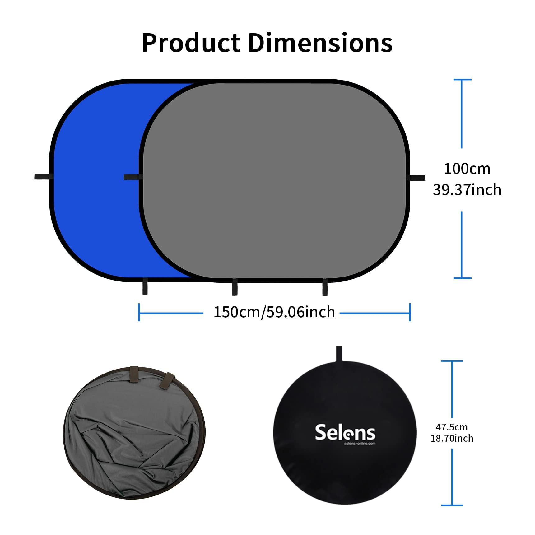 Selens Pop Up Backdrop Collapsible Background 2 In 1 Backdrop With Carry Bag, For Photo Studio Portrait Video Conference Vlog Yo