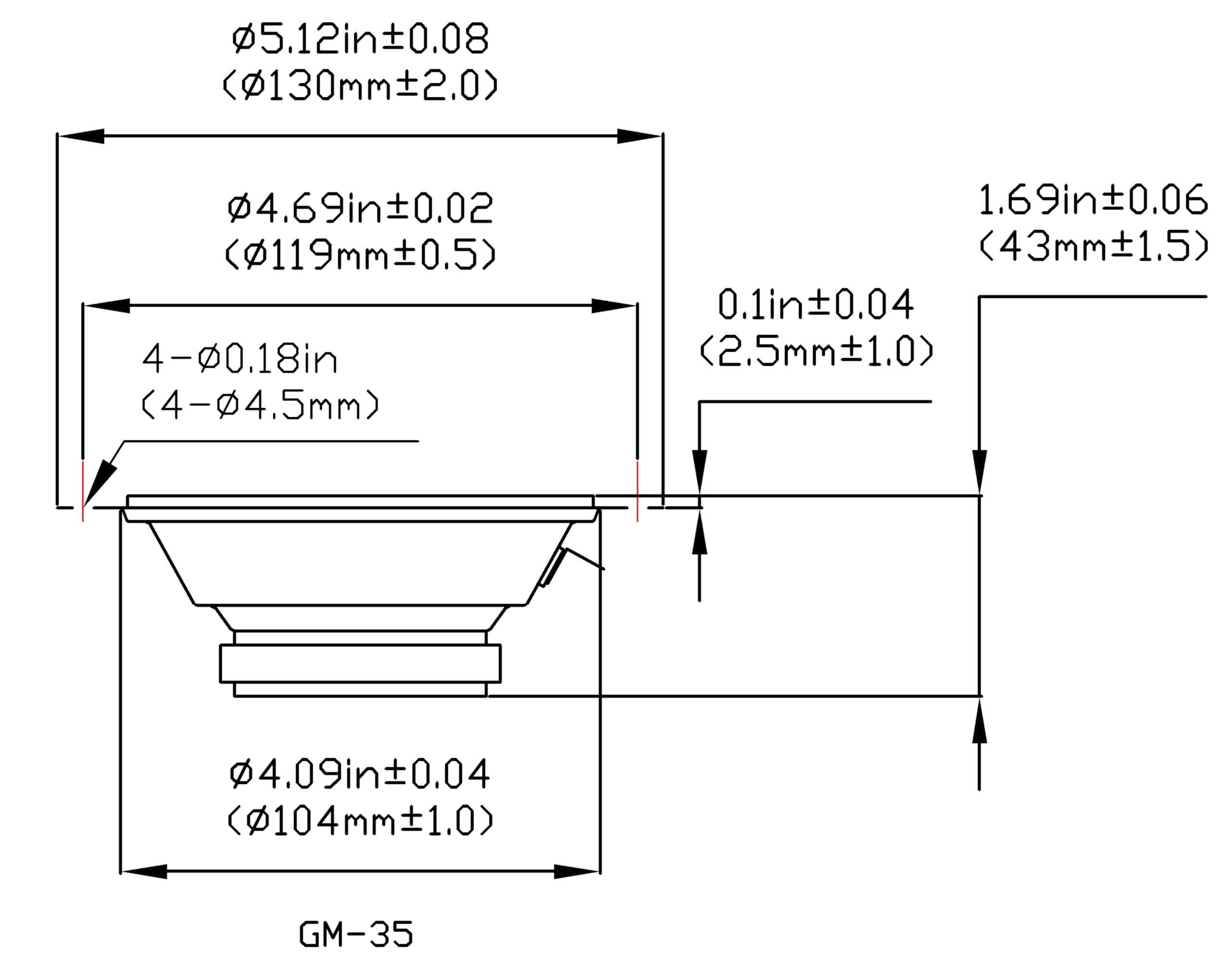 2 Goldwood Sound Gm-35 Black 5.25 Cone Midranges 80 Watt Each 8Ohm Replacement Mids