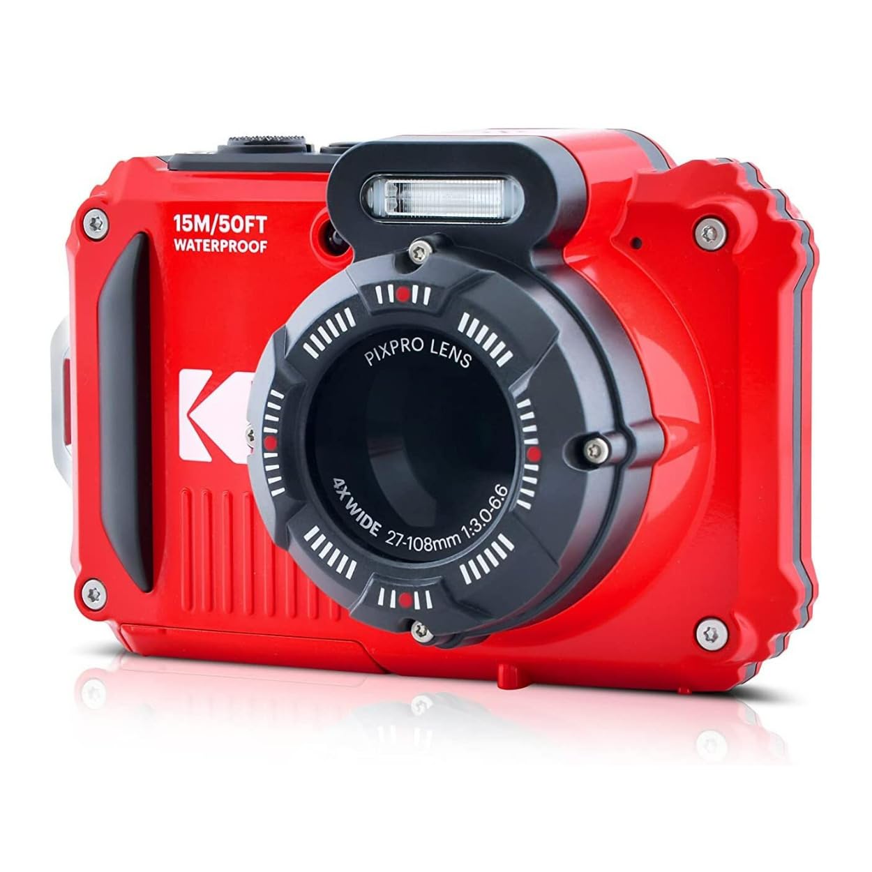 Kodak Pixpro Wpz2 Rugged Waterproof 16Mp Digital Camera With 4X Optical Zoom (Red) And 32Gb Microsdhc Card With Adapter Bundle (