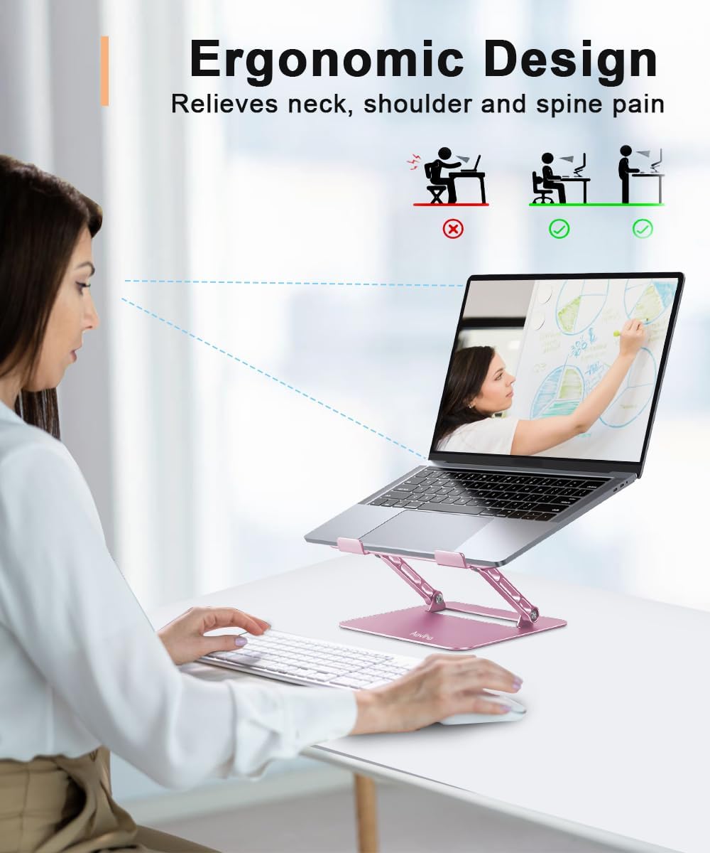 Aoviho Laptop Stand Holder   Adjustable Desk Laptop Riser   Foldable Notebook Computer Stands For Macbook Air Pro Hp Lenovo Dell
