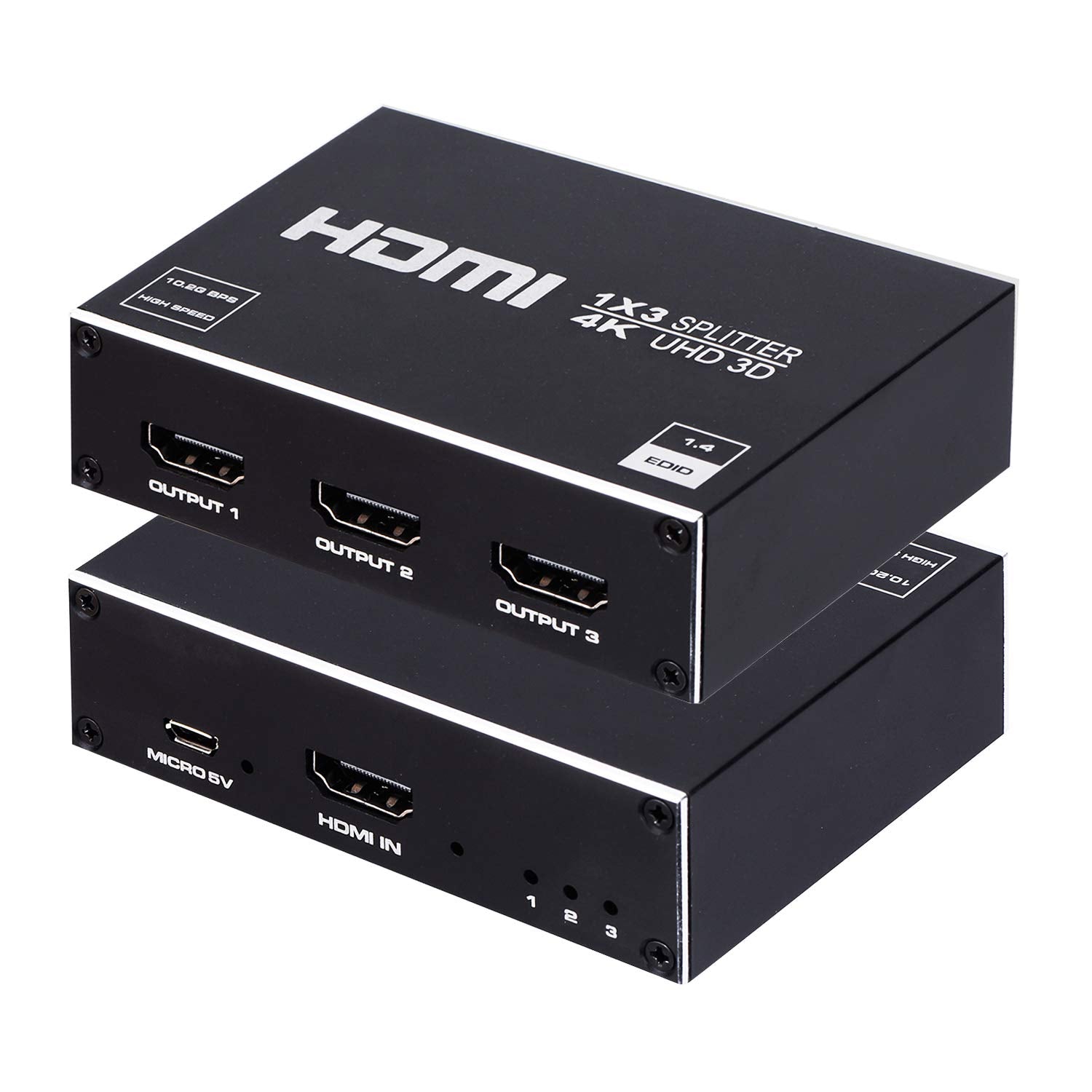 1X3 Hdmi Splitter, 1 In 3 Out Hdmi Splitter Audio Video Distributor Box Support 3D & 4K X 2K Compatible For Hdtv, Stb, Dvd, Ps3, Projector Etc