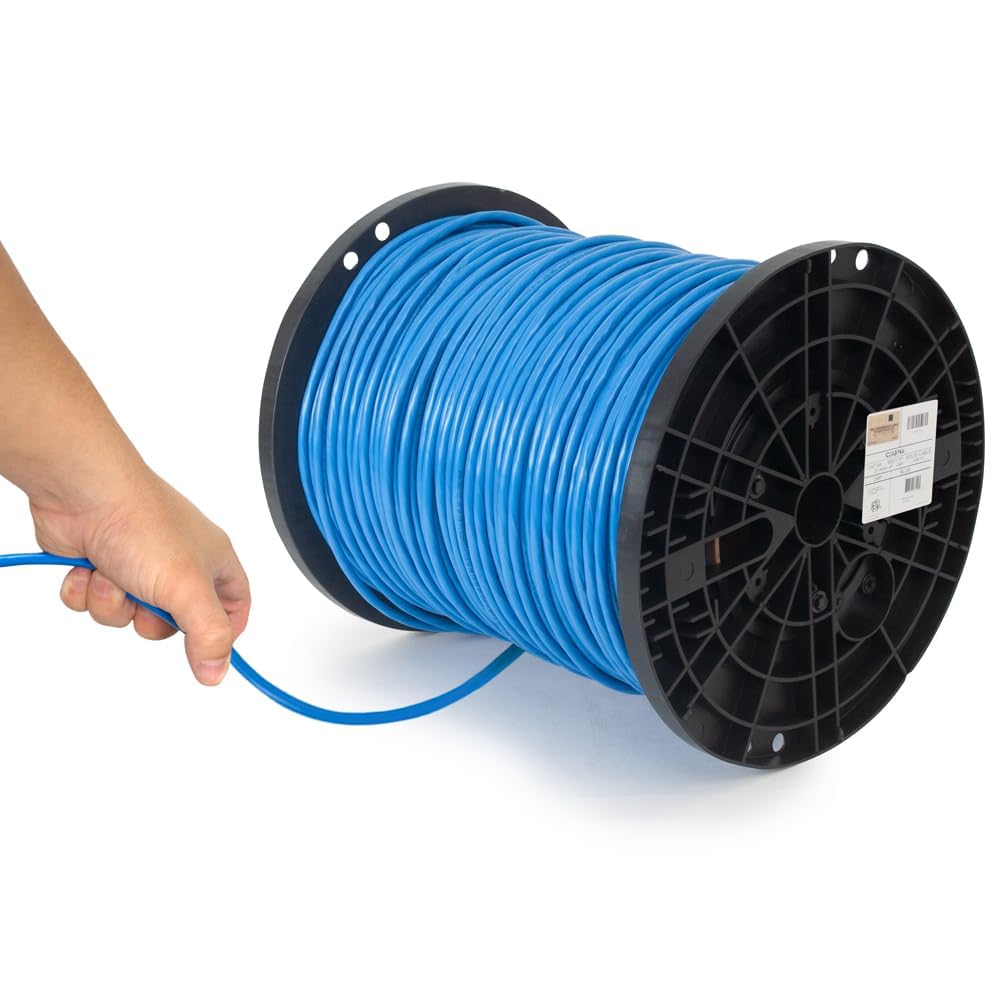 ICC Cat6A CMP Plenum 1000ft   UTP 23AWG, 100% Solid Pure Copper, Unshielded, Bulk Ethernet Cable on Reel, PoE++, 650MHz, UL Certified, ETL Verified, RoHS, TAA and NEC Compliant, Made in USA, Blue
