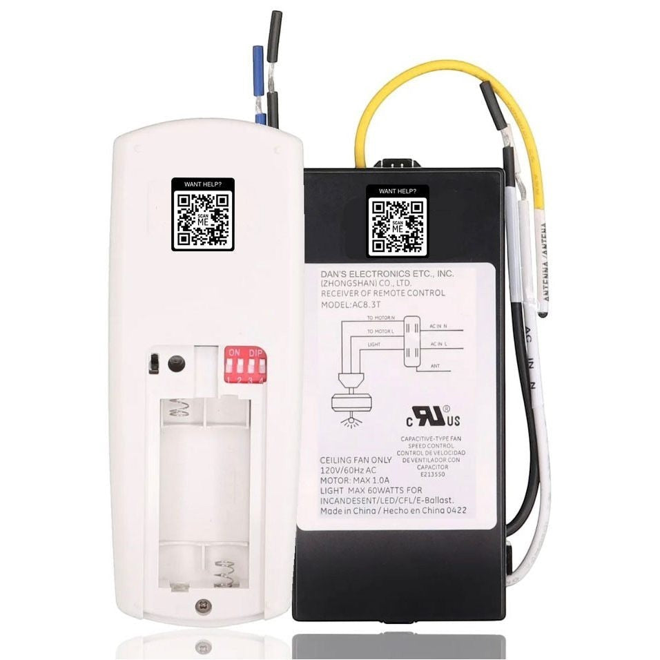 Anderic Substitute Kit for Hampton Bay A25-TX029-LR Ceiling Fan Remote Control [63T-AC83T-KIT]