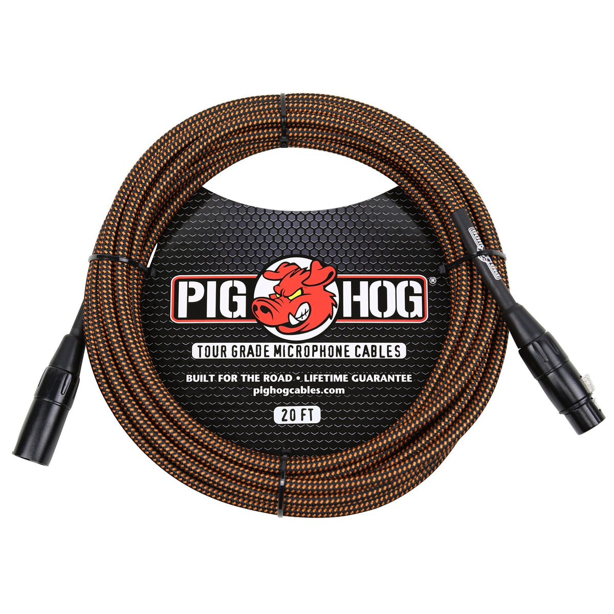 Black/Orange Woven High Performance Xlr Microphone Cable, 20 Feet