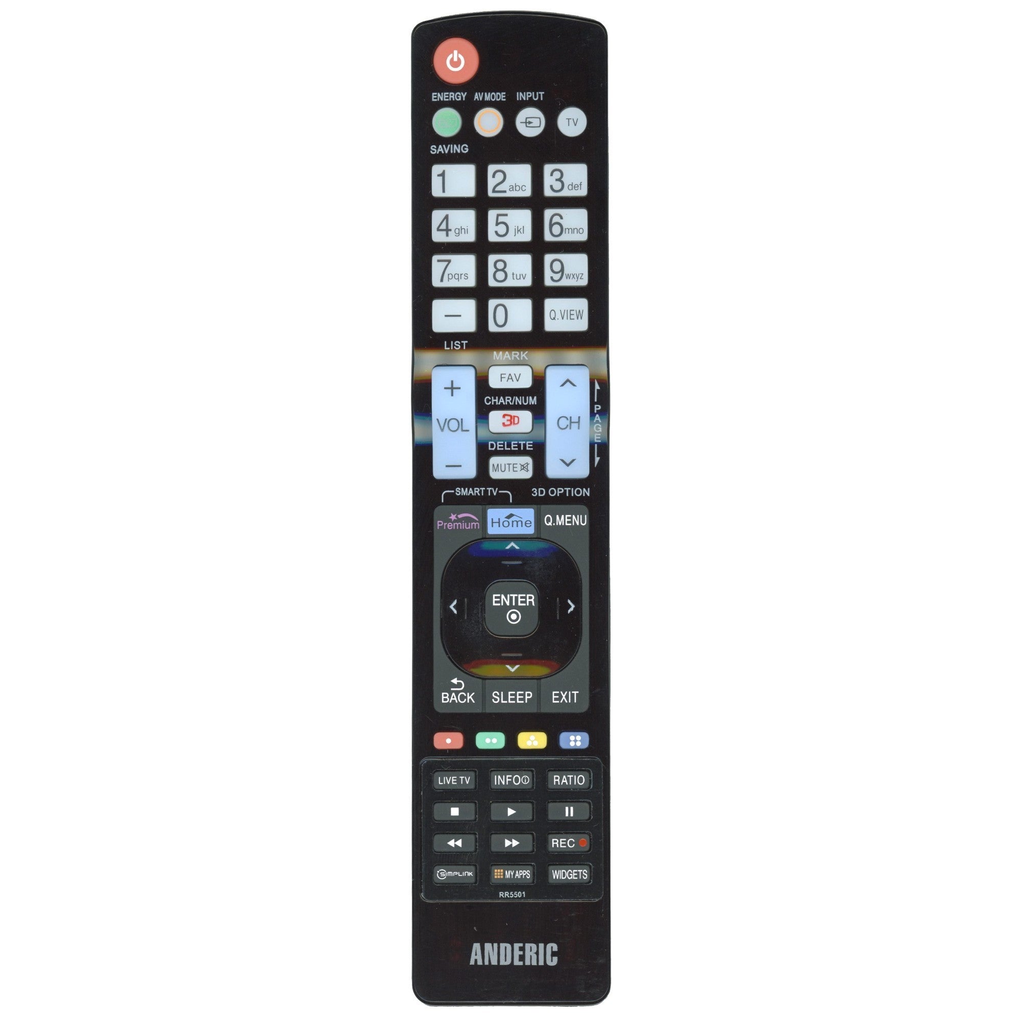 Anderic Substitute For LG AKB72914053 TV Remote Control [RR5501]
