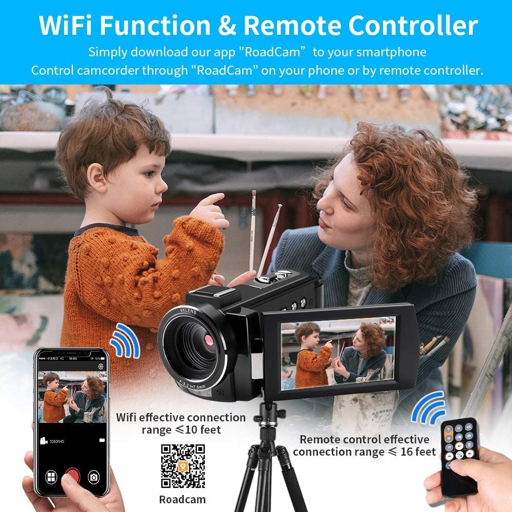 Ordro 5K Video Camera Camcorder With 95� Wide Angle, Wdr Mode, Eis Stabilizer, Ae20 Video Camera Recorder Ir Night Vision Vlogging Camera For Youtube With Ir Night Light, Holder, Remote, 2 Batteries