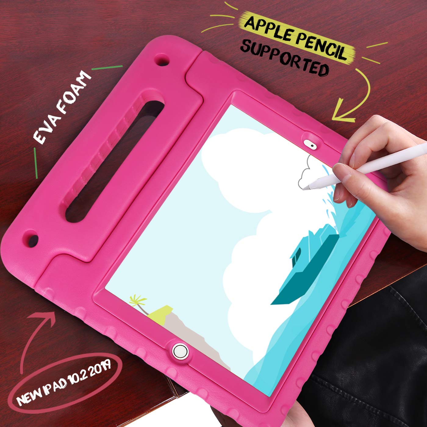 Hde Ipad 9Th Generation Case For Kids With Built-In Screen Protector Shockproof Ipad Cover 10.2 Inch With Handle Stand Fits 2021