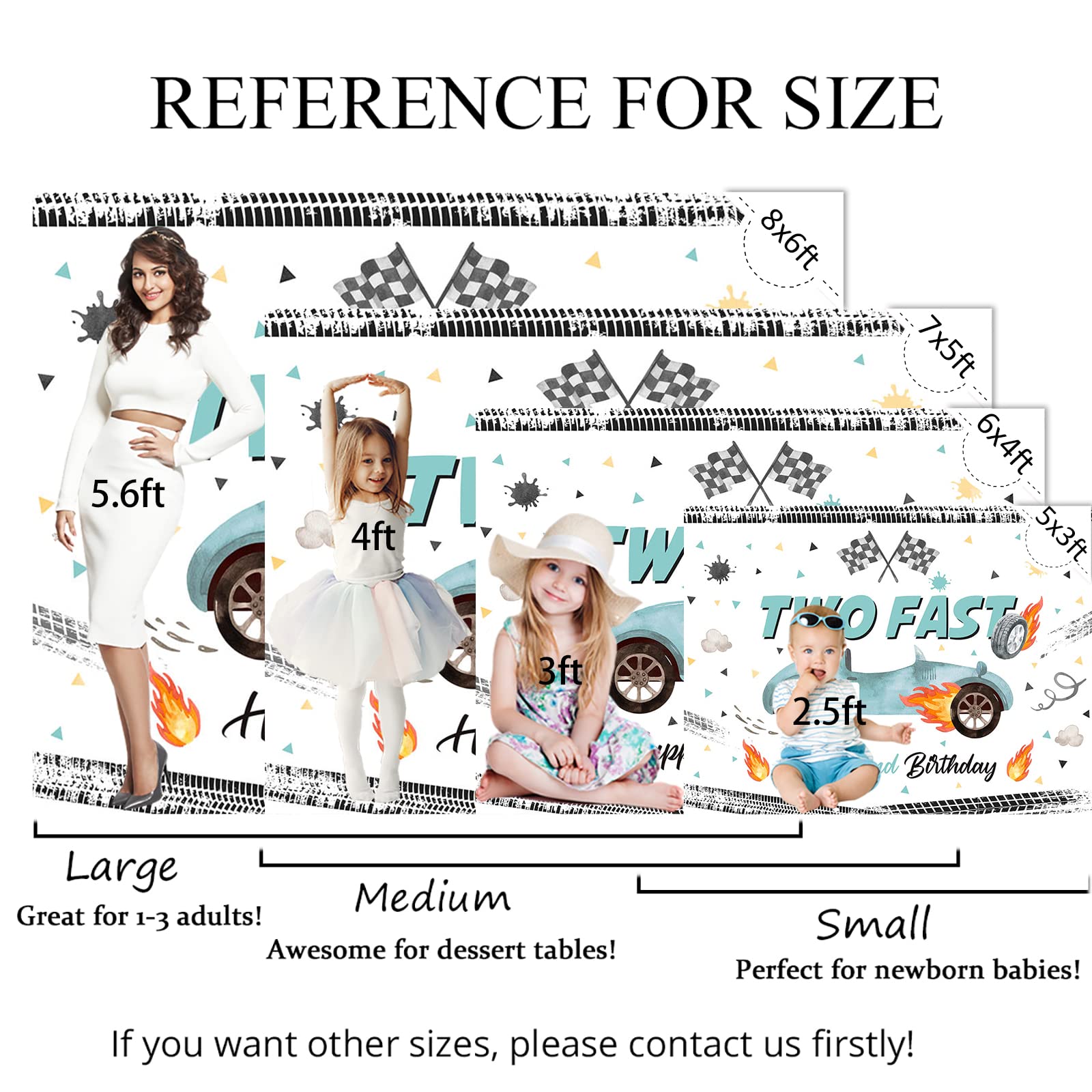 Mocsicka Two Fast Birthday Backdrop Race Car Happy 2Nd Birthday Photo Background Two Fast Birthday Decorations Photography Backg