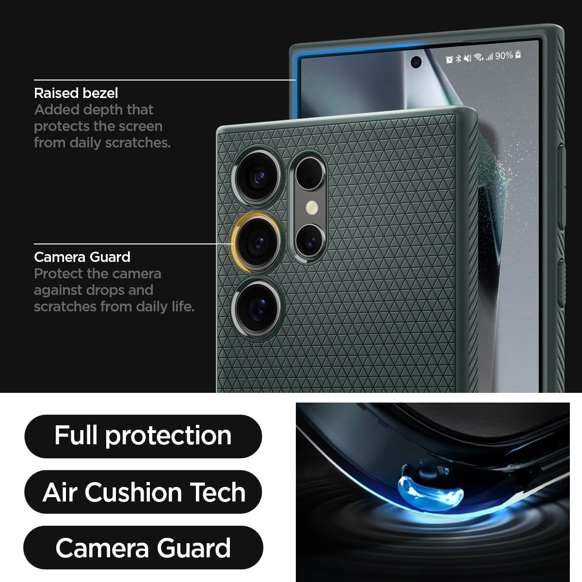 Spigen Liquid Air Designed For Galaxy S24 Ultra Case (2024) [Military Grade Protection]   Abyss Green