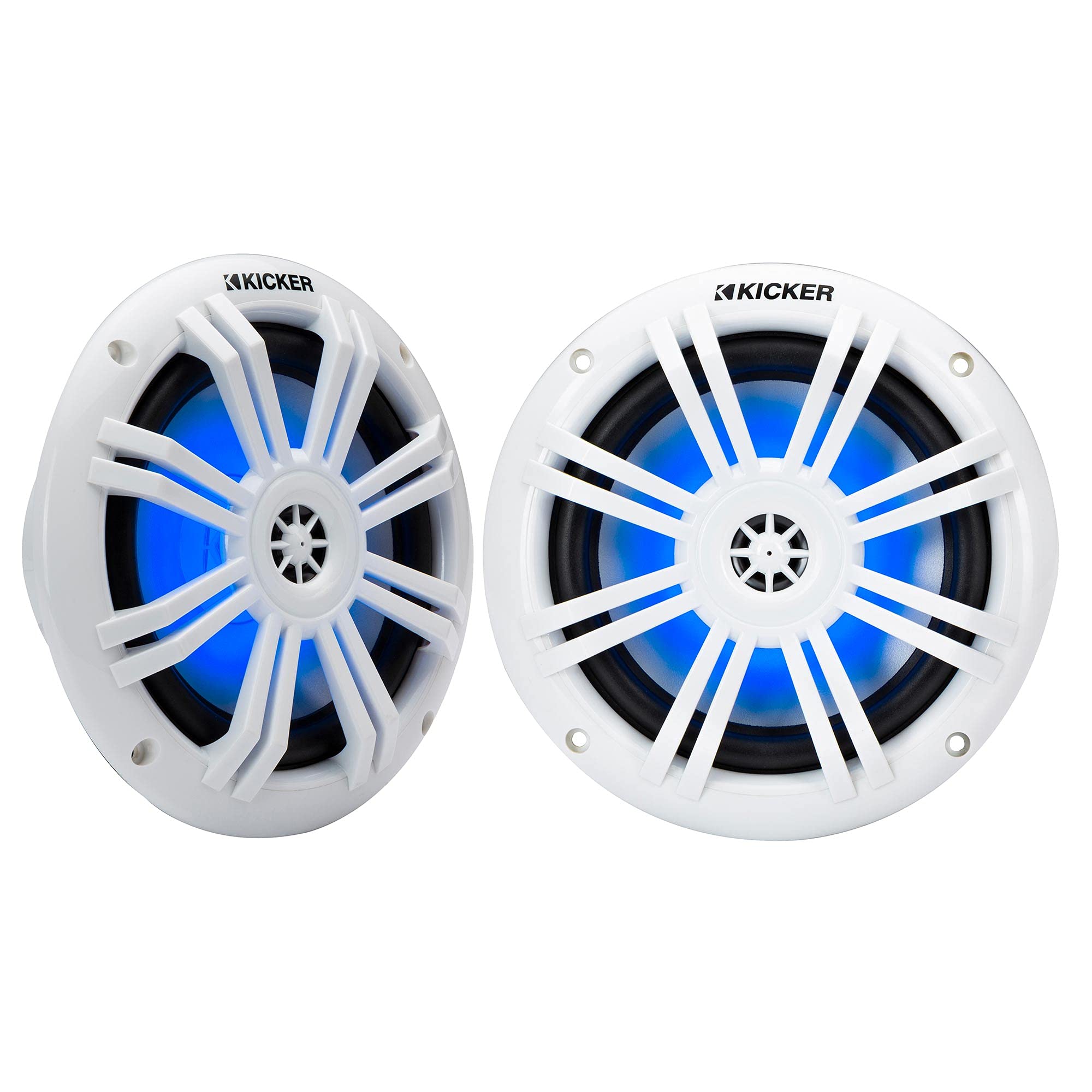 Kicker 49Km604Wl Km 6.5'' 4O Blue Led Marine Coaxial Speakers   Pair