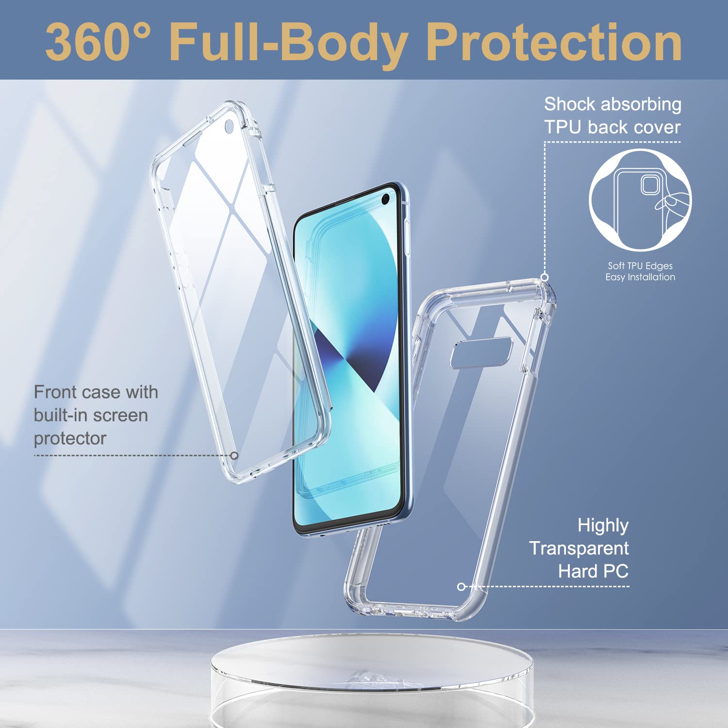 Suritch Clear Case For Samsung Galaxy S10E,?Built In Screen Protector??Support Wireless Charging?Hybrid Protection Hard Shell+So