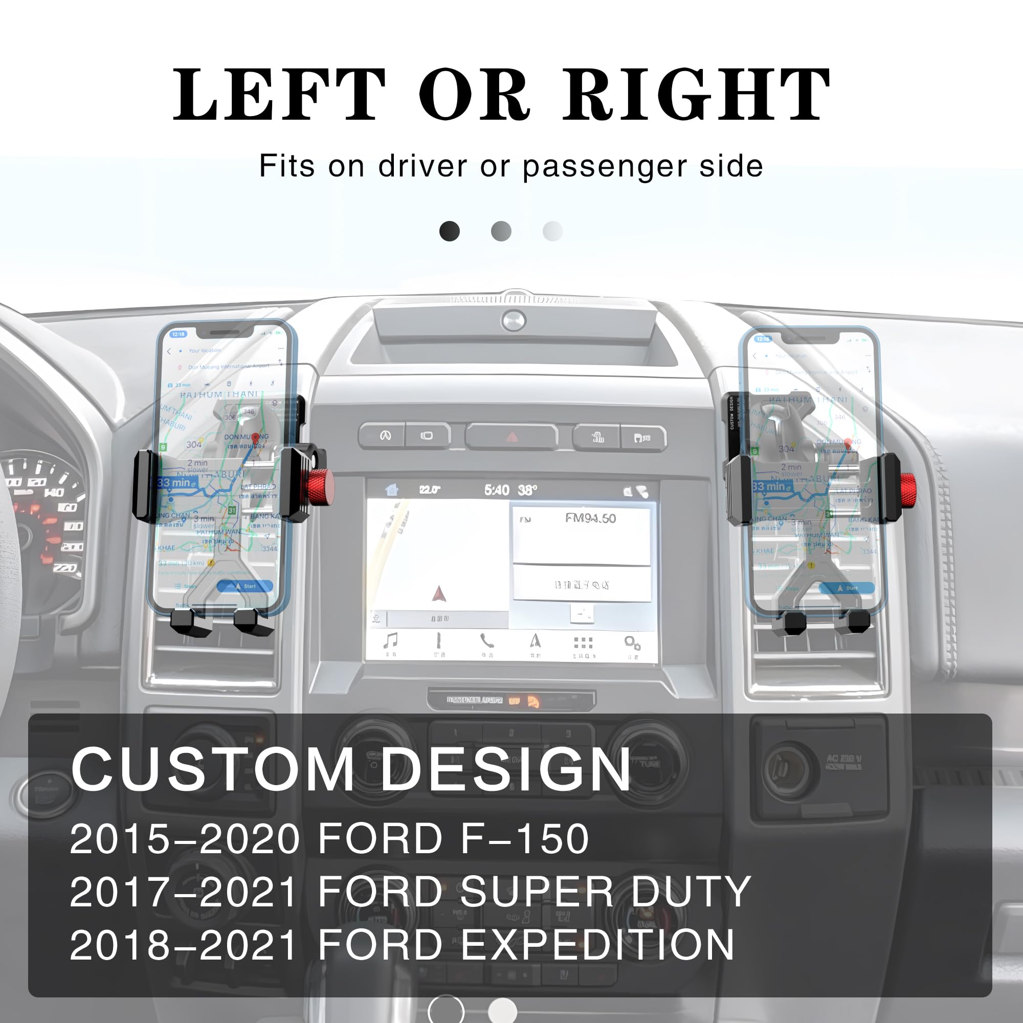 Easeord Phone Mount Compatible With Ford F-150 2015-2020, Expedition 2018-2021, Super Duty 2017-2021, 360 Rotation Aluminum F150