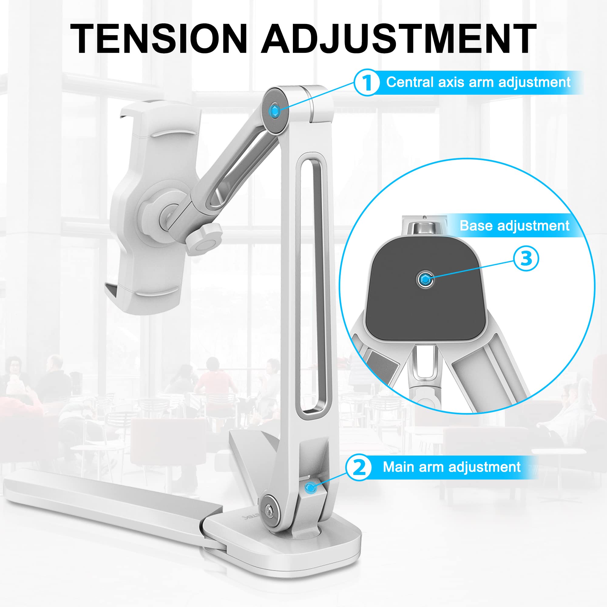 Abovetek Under Cabinet Ipad Mount, 3 In 1 Highflex 360 Ipads Wall Mount For Kitchen, Tablet Celling Under Counter Holder, Kitche