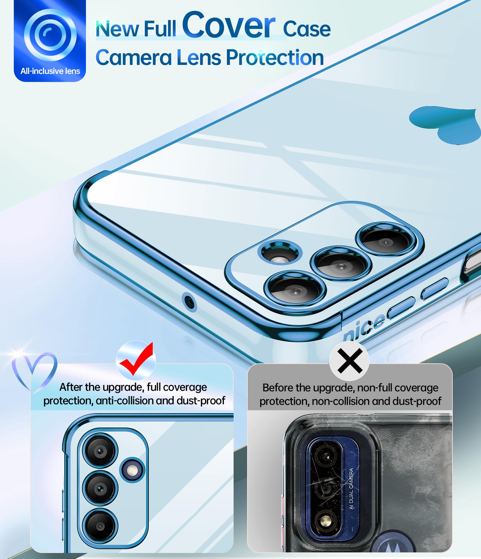 Leyi For Samsung Galaxy A15 5G Case: With Tempered Glass Screen Protector [2 Pcs]+ Full Camera Lens Protection, Love Heart Plati