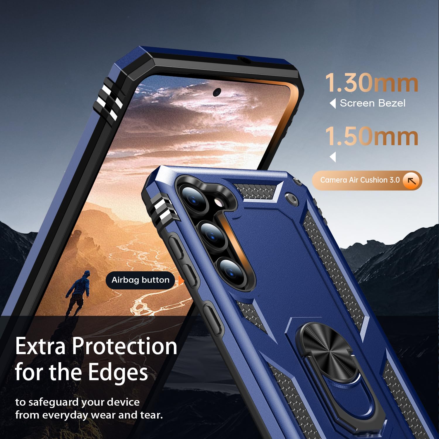 Ikazz For Galaxy S23 Case,Military Grade Shockproof Heavy Duty Protective Phone Cover Pass 16Ft Drop Test With Magnetic Kickstan