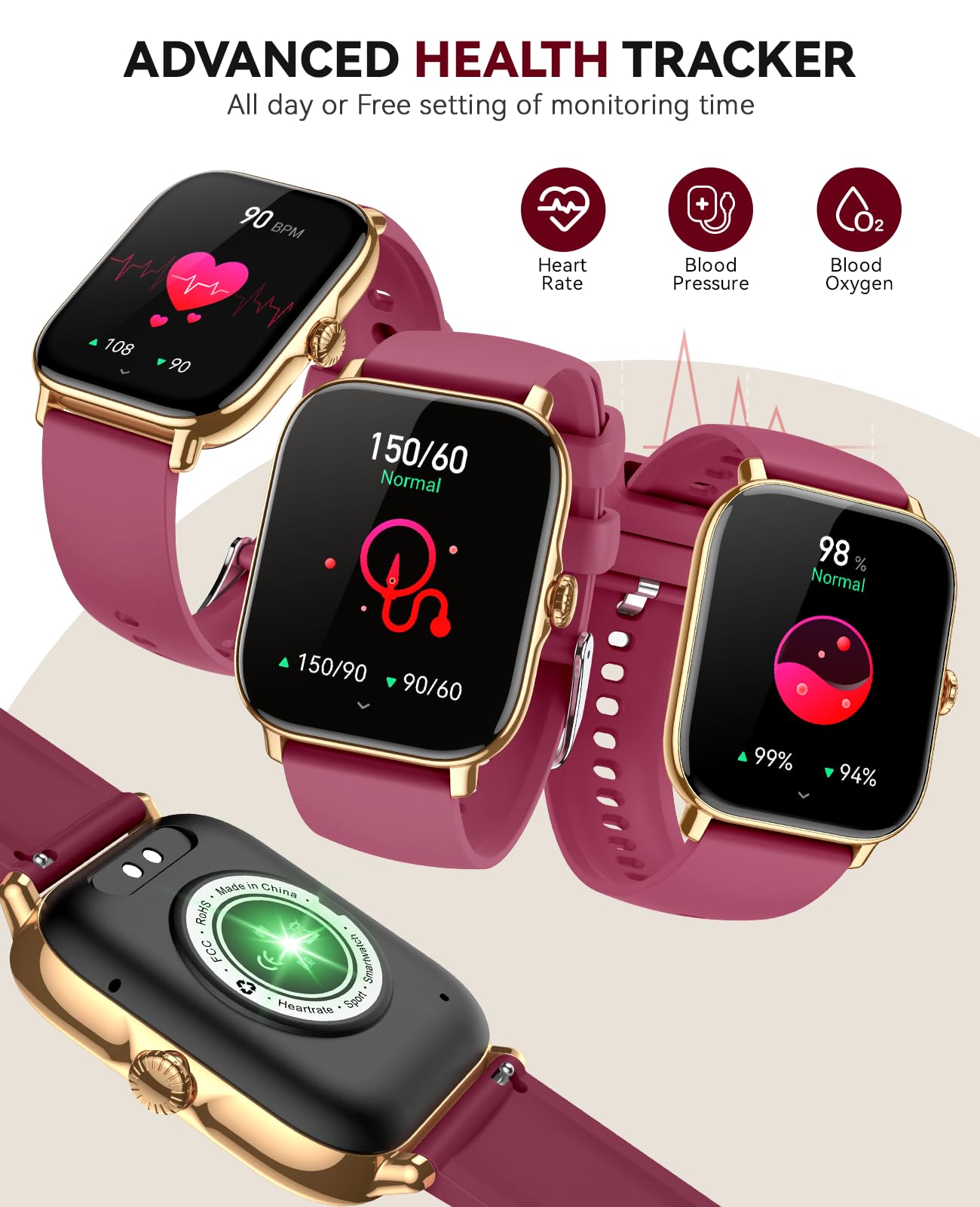 Smart Watch For Women Men  Answer/Make Call, 2025 1.91'' Ip68 Waterproof Fitness Step Sleep Tracker Watch With Heart Rate Monito