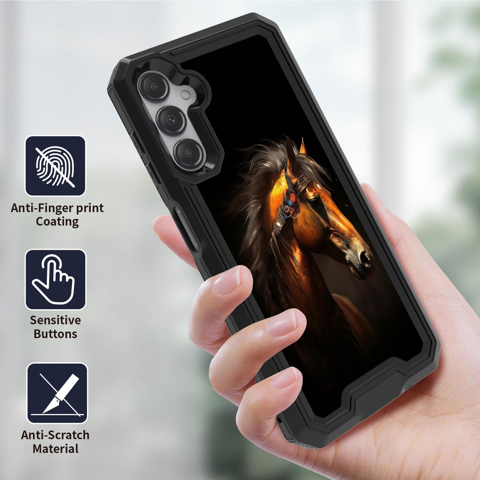 Qindaiwen For Samsung Galaxy A15 5G Case With 1 Pack Screen Protectors, Dual Layer Protective Hard Pc Back & Soft Bumper Resilie