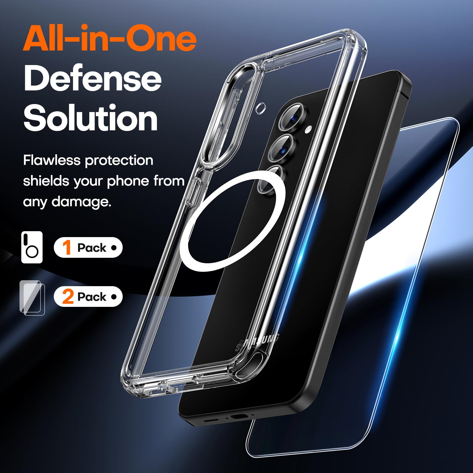 Tauri 3 In 1 For Samsung Galaxy S24 Fe Case, Compatible With Magsafe, Military Grade Protection With 2 Tempered Glass Screen Pro