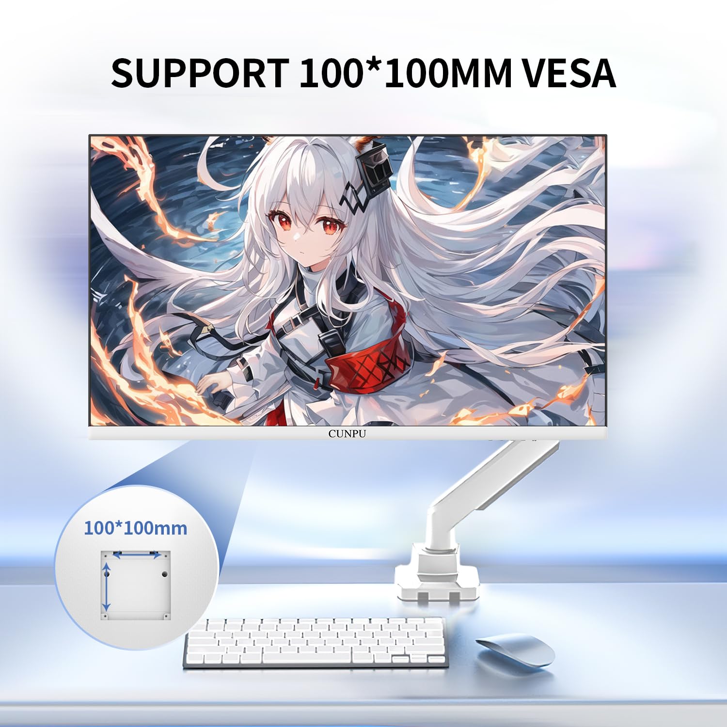 Cunpu 27 Inch White 180Hz Gaming Monitor, Qhd 2560X1440 Fast Ips Pc Monitor, Adaptive Sync, 100% Srgb, Hdr10, Built In Speaker,