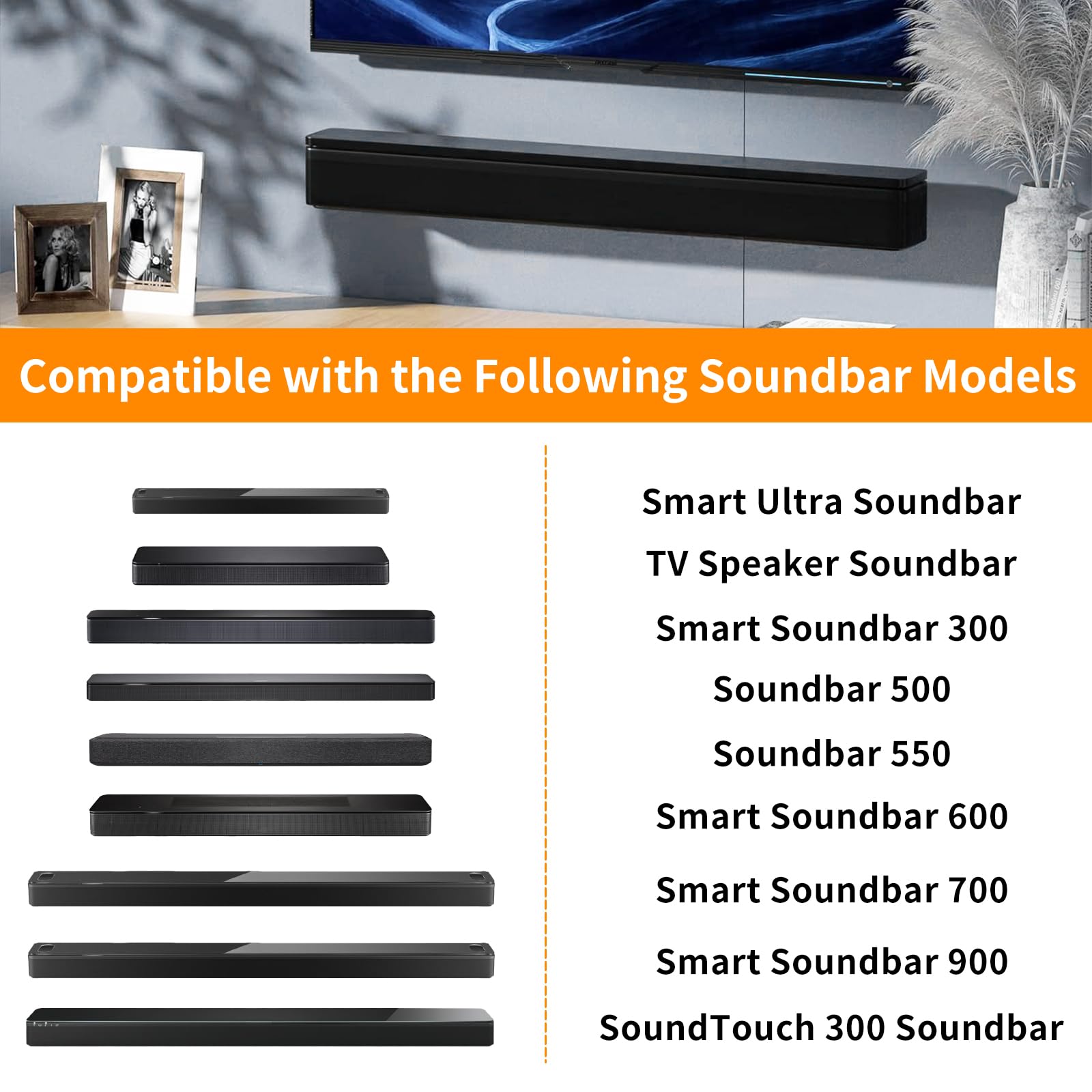Soundbar Wall Mount For Bose Wb 300 Soundtouch 300 Soundbar 300/500/550/600/700/900/950 Smart Ultra Soundbar Mount, Sound Bar Mo