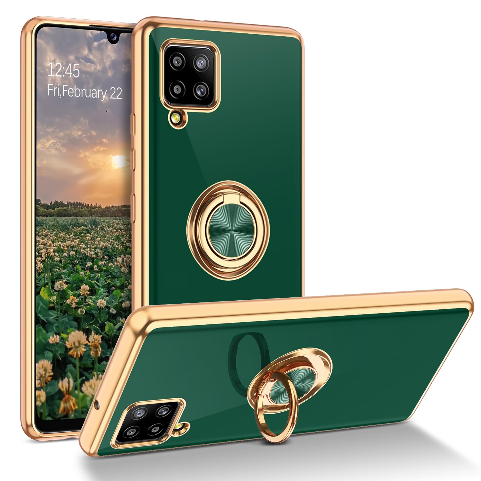 Duedue Samsung Galaxy A42 Case With Ring Holder Kickstand 360 Degree Rotation Magnetic Car Finger Soft Tpu Slim Cover Shockproof