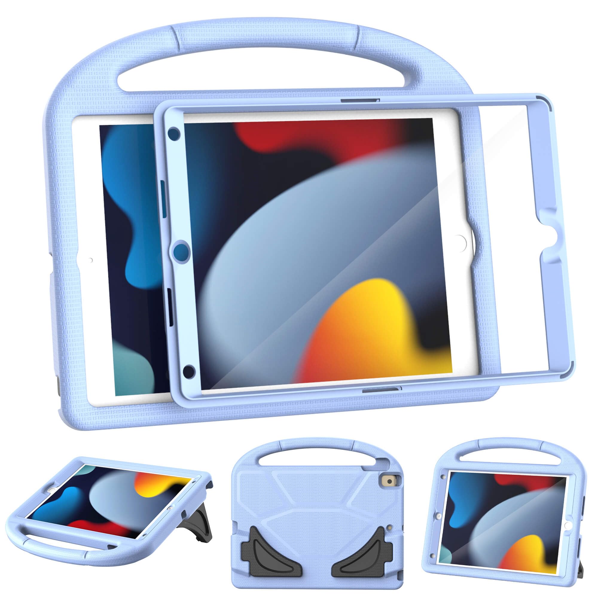 TOEVEK Kids Case for iPad 9th/8th/7th Generation, iPad 10.2 Kids Case with Built-in Screen Protector, Durable Shockproof Handle 