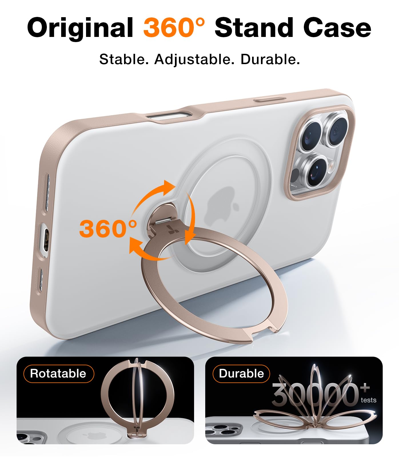 Torras 360 Spin Magnetic Stand For Iphone 16 Pro Max Case, Fit For Magsafe, 12Ft Military Grade Protective Case For 16 Pro Max P