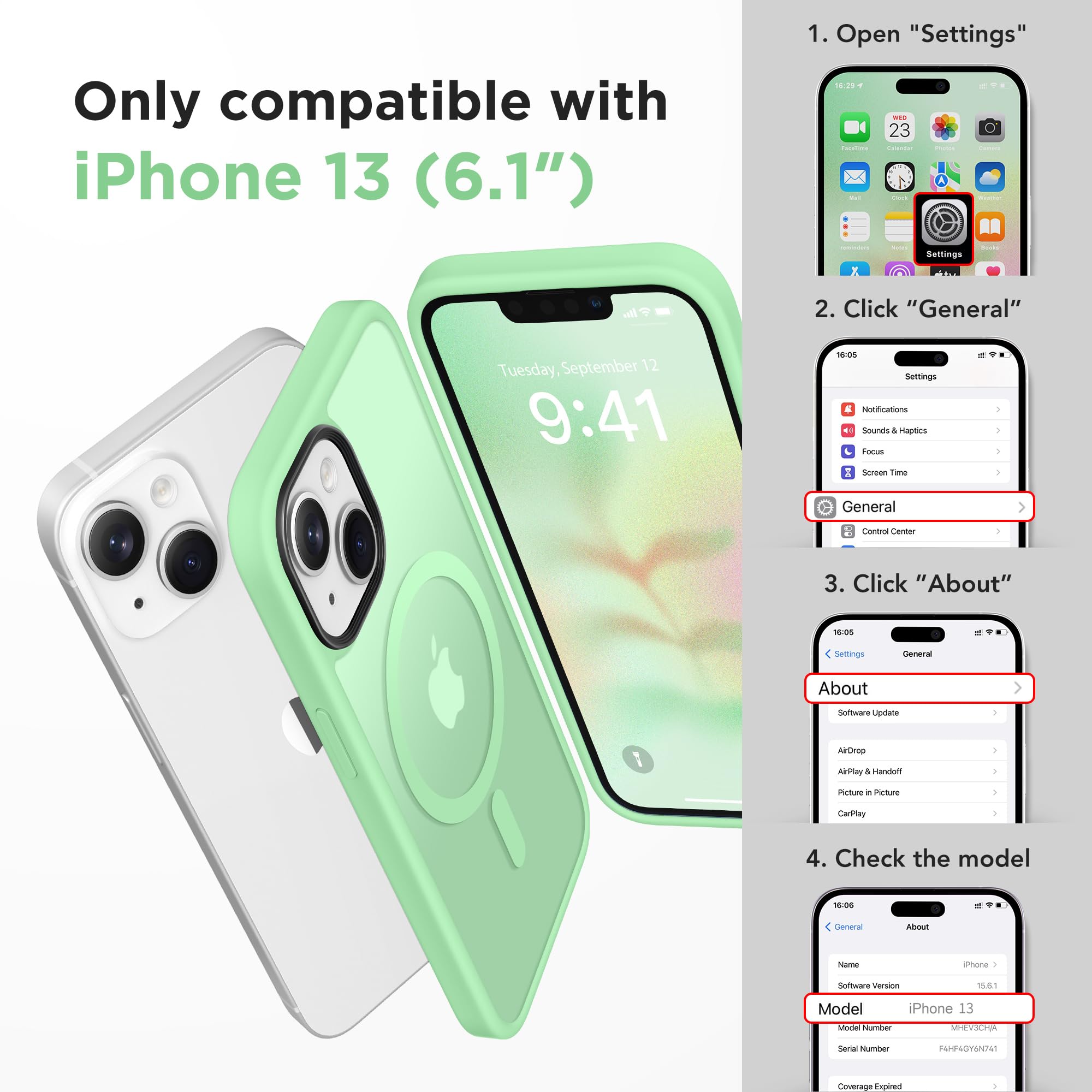 Magnetic Case For Iphone 13 6.1'',Compatible With Magsafe,[2 Screen Protector & 2 Camera Cover][Anti Fingerprint] Slim Transluce