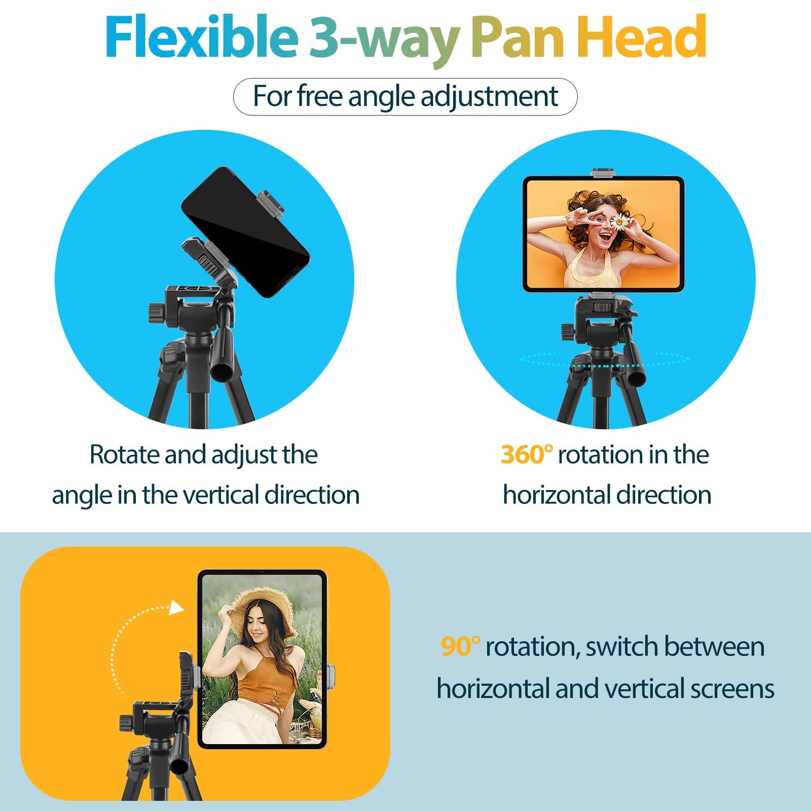 Aureday Phone Tripod Stand, 64    Extendable Cell Phone&Camera Tripod With Wireless Remote And Phone Holder, Aluminum Ipad Tripo