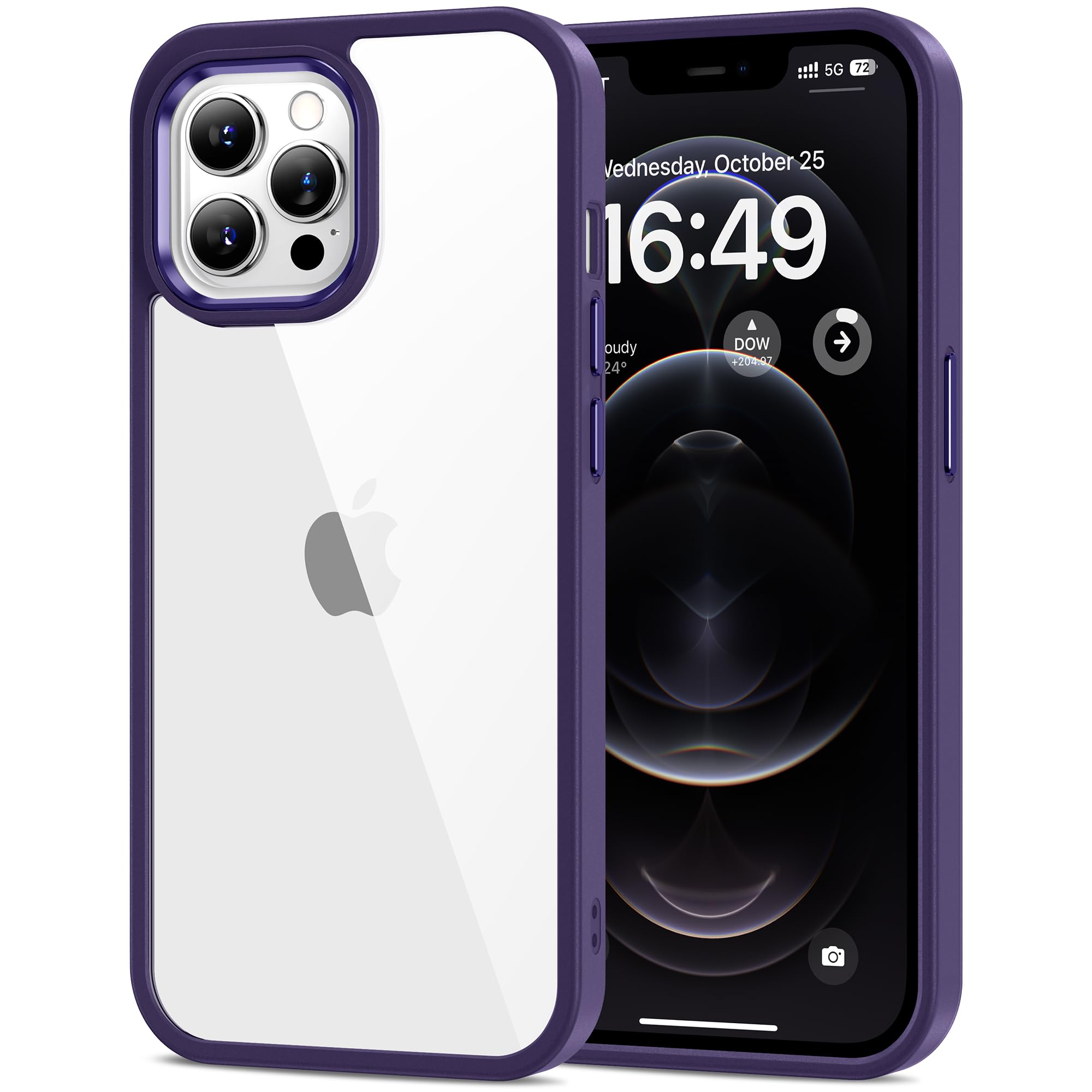 HOOMIL Case for iPhone 12 Pro Max 6.7-Inch, Non-Yellowing, Drop Protection, Anti-Scratch Transparent Hard Back Phone Cover - Dar