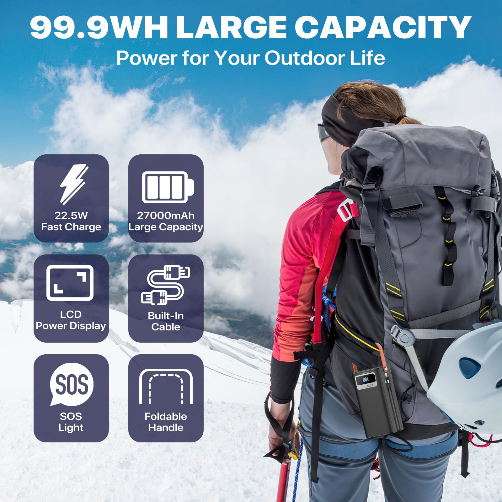 Portable Power Bank Station 99Wh Outdoor Generator With Flashlight Lcd Display Backup Phone Battery Pack Portable Pd Fast Charge